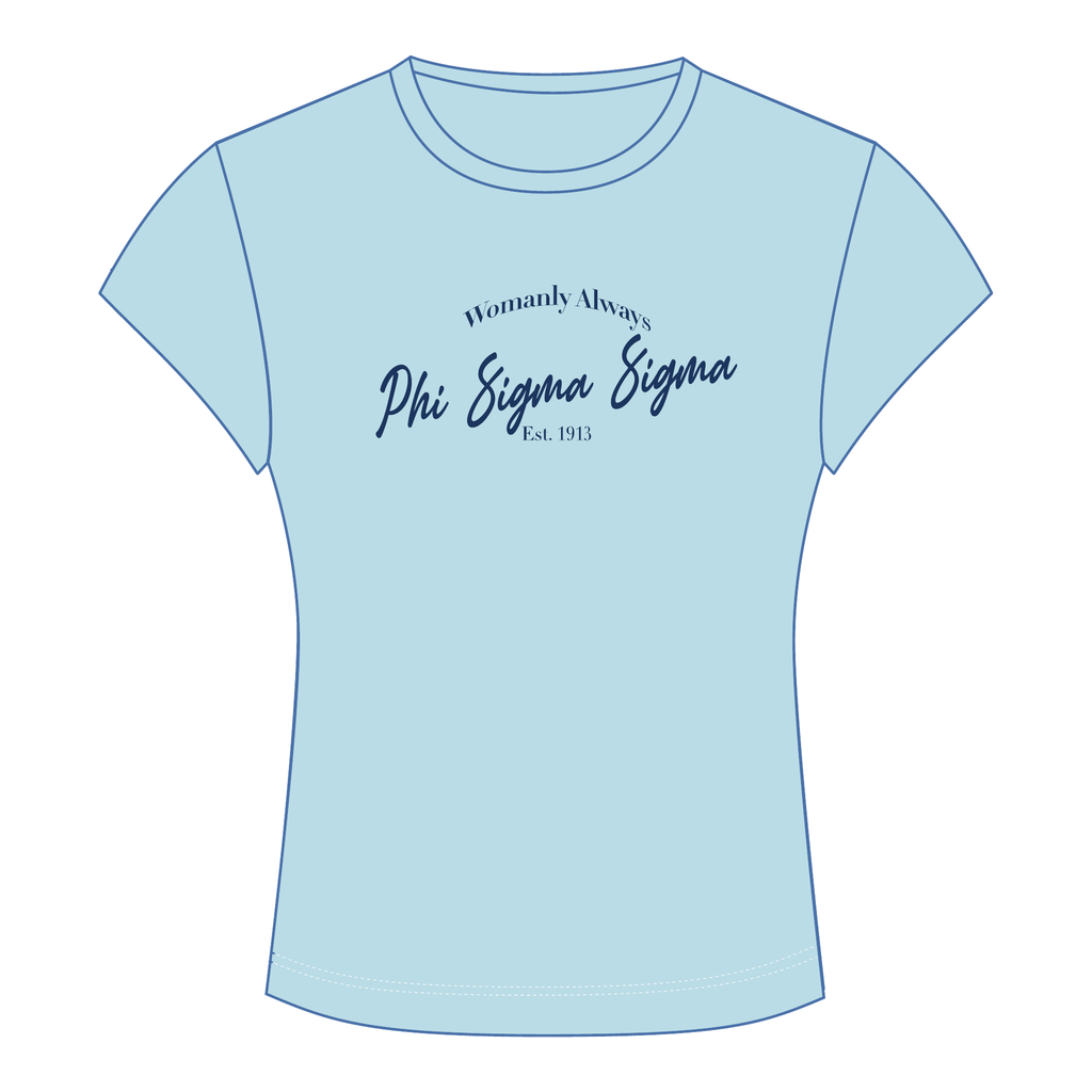 Phi Sigma Sigma Baby Tee — Blue