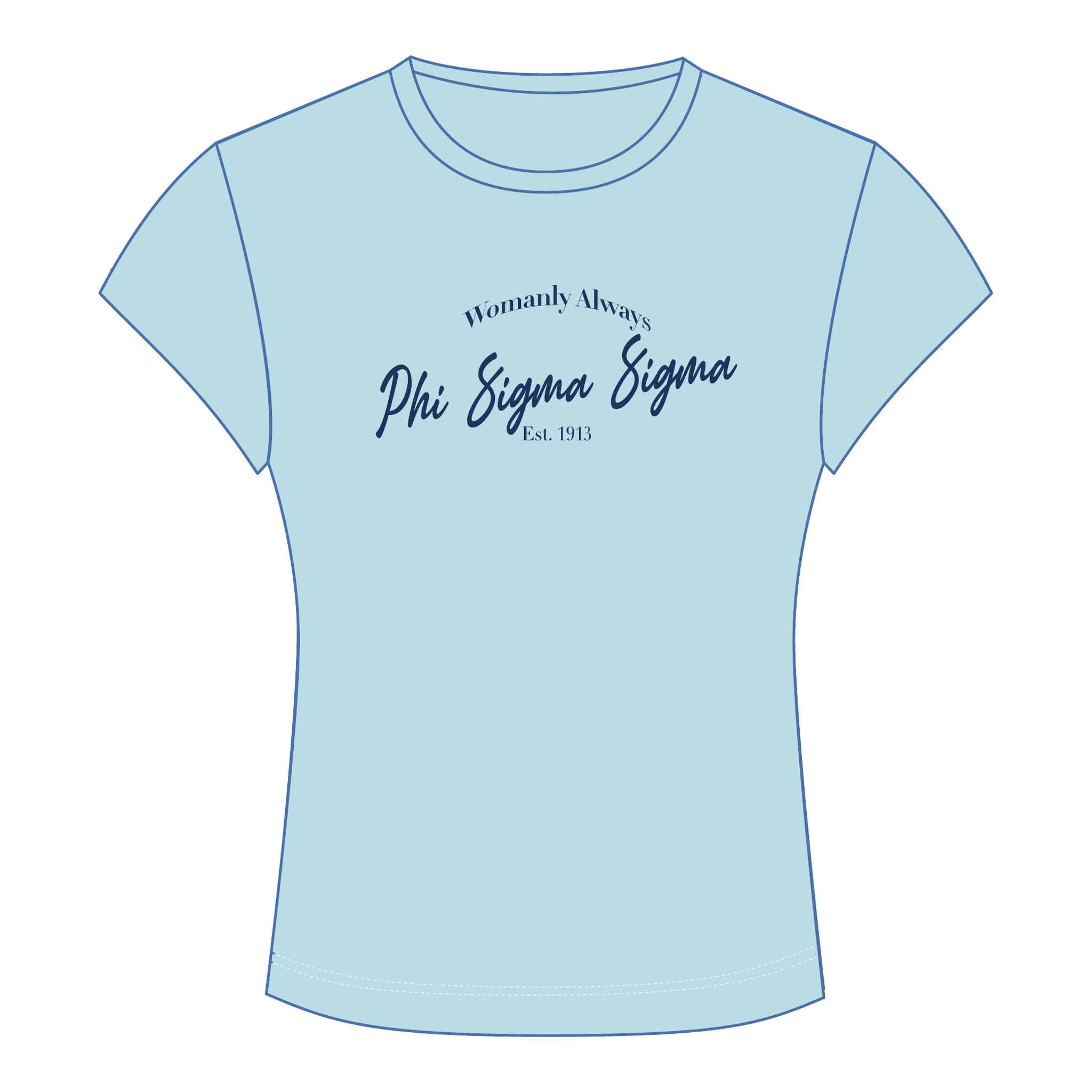 Phi Sigma Sigma Baby Tee — Blue