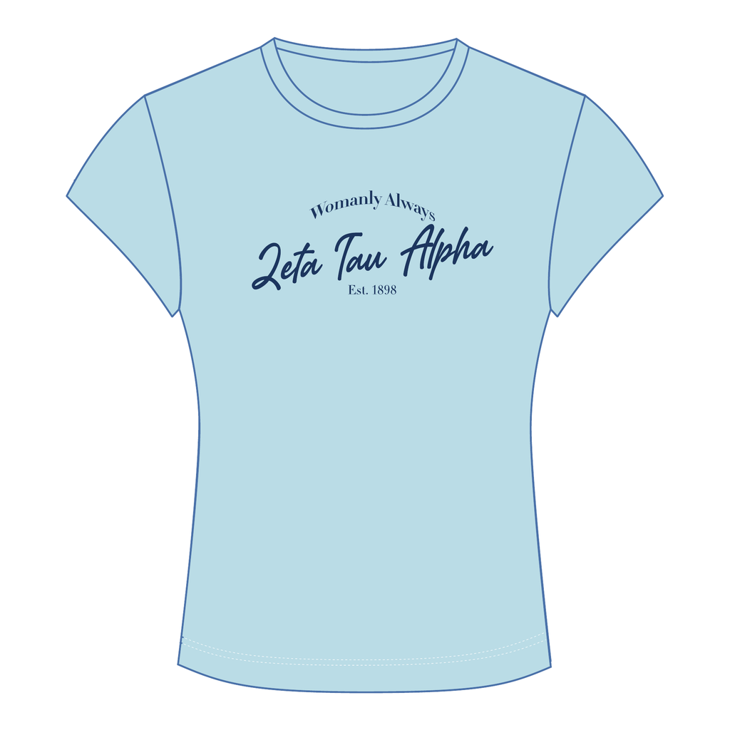 Zeta Tau Alpha Baby Tee — Blue