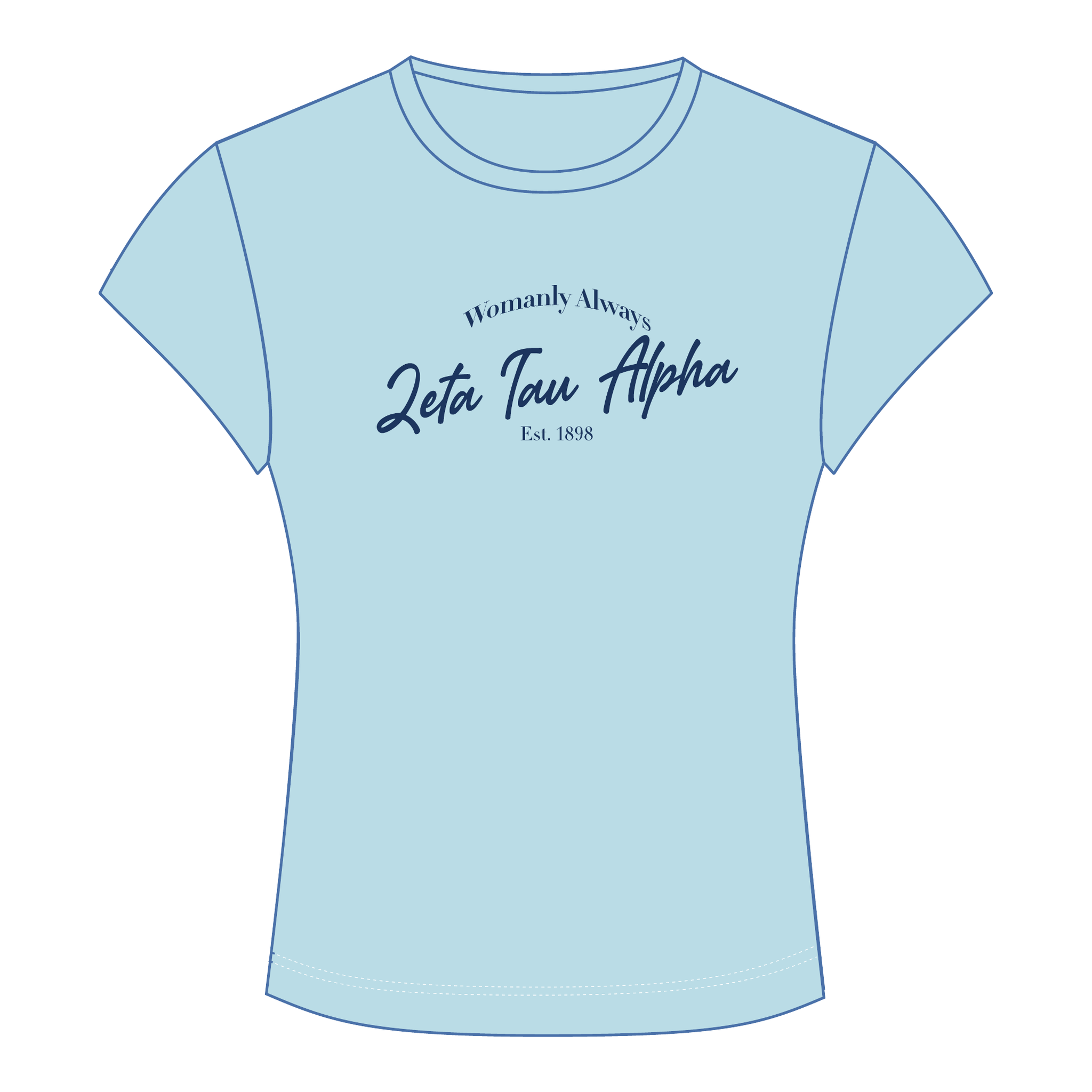 Zeta Tau Alpha Baby Tee — Blue