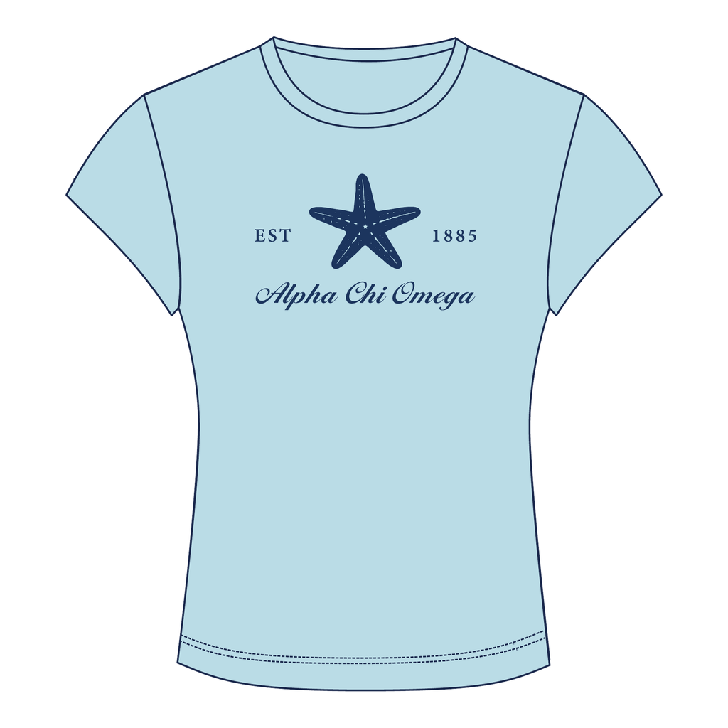 Alpha Chi Omega Baby Tee — Blue