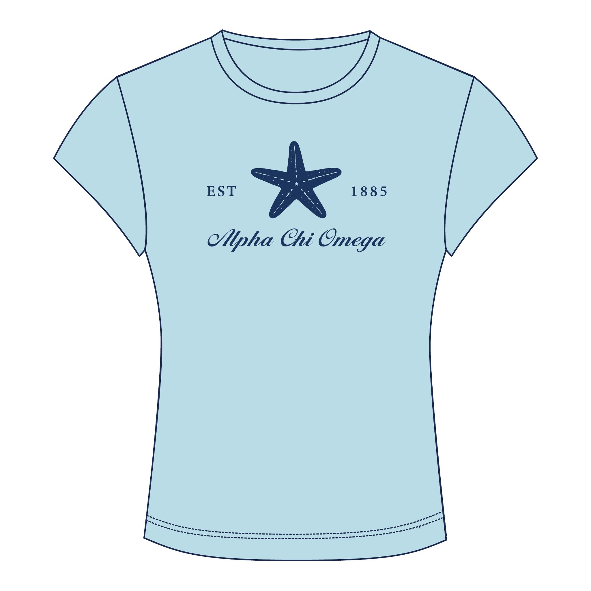 Alpha Chi Omega Baby Tee — Blue