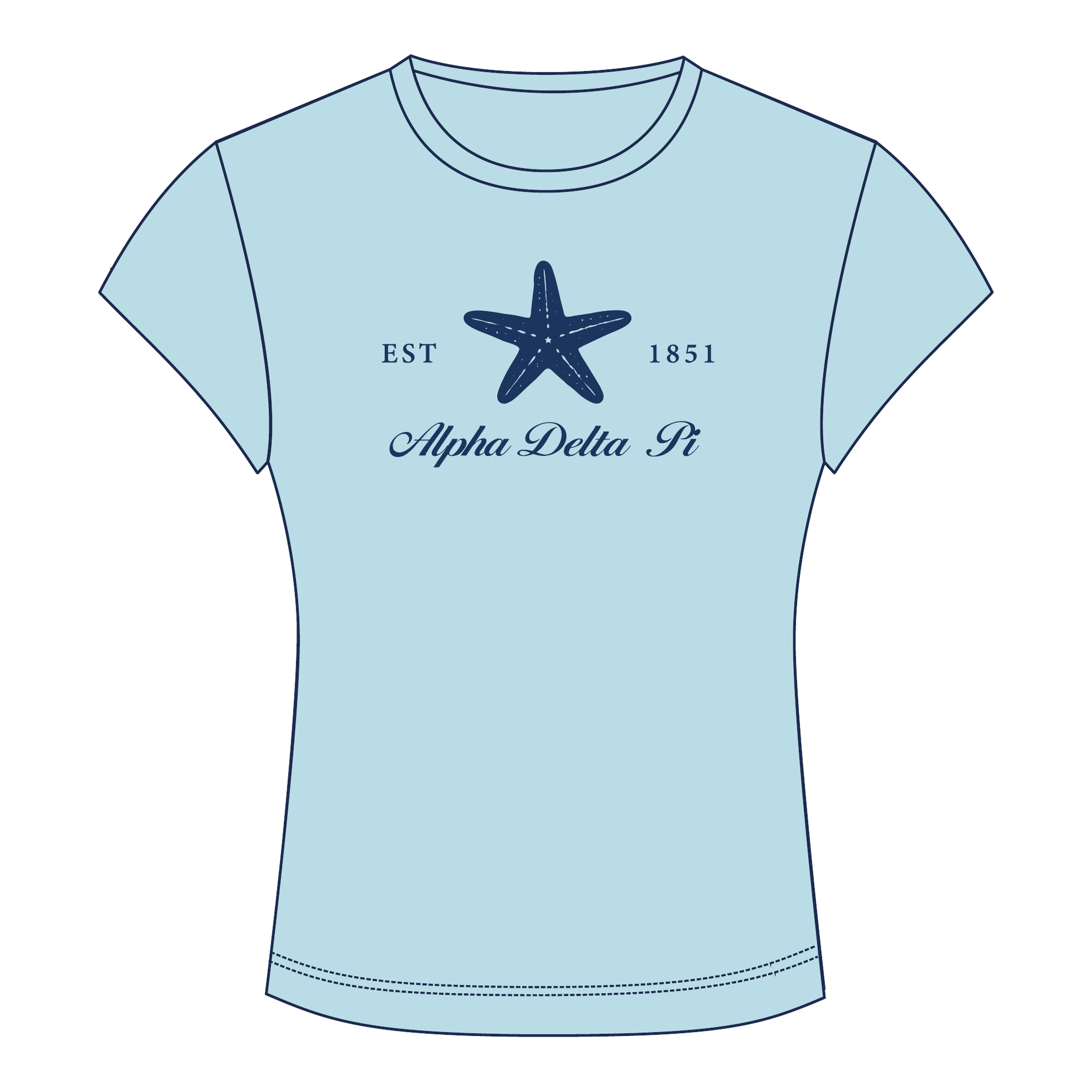 Alpha Delta Pi Baby Tee — Blue
