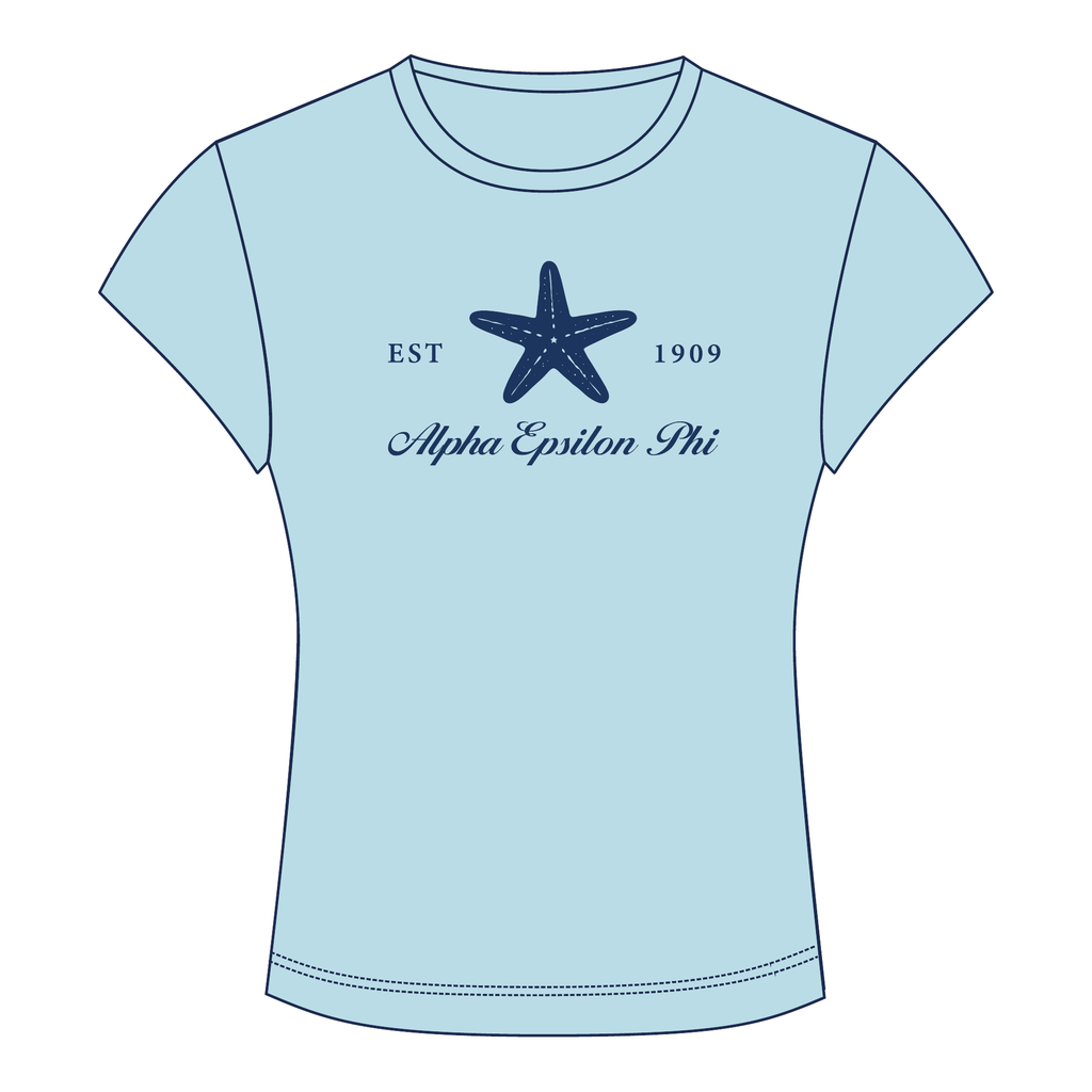 Alpha Epsilon Phi Baby Tee — Blue