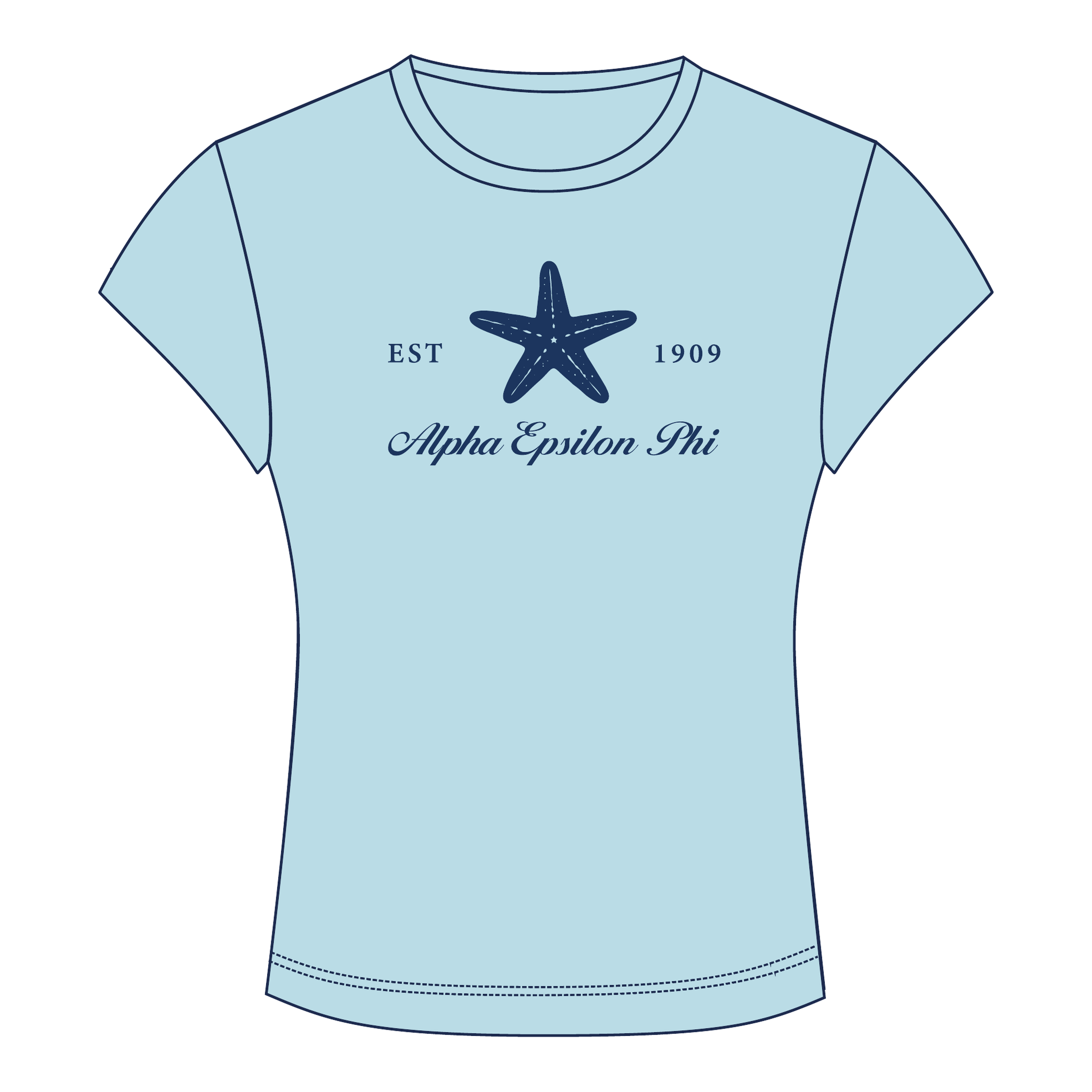 Alpha Epsilon Phi Baby Tee — Blue