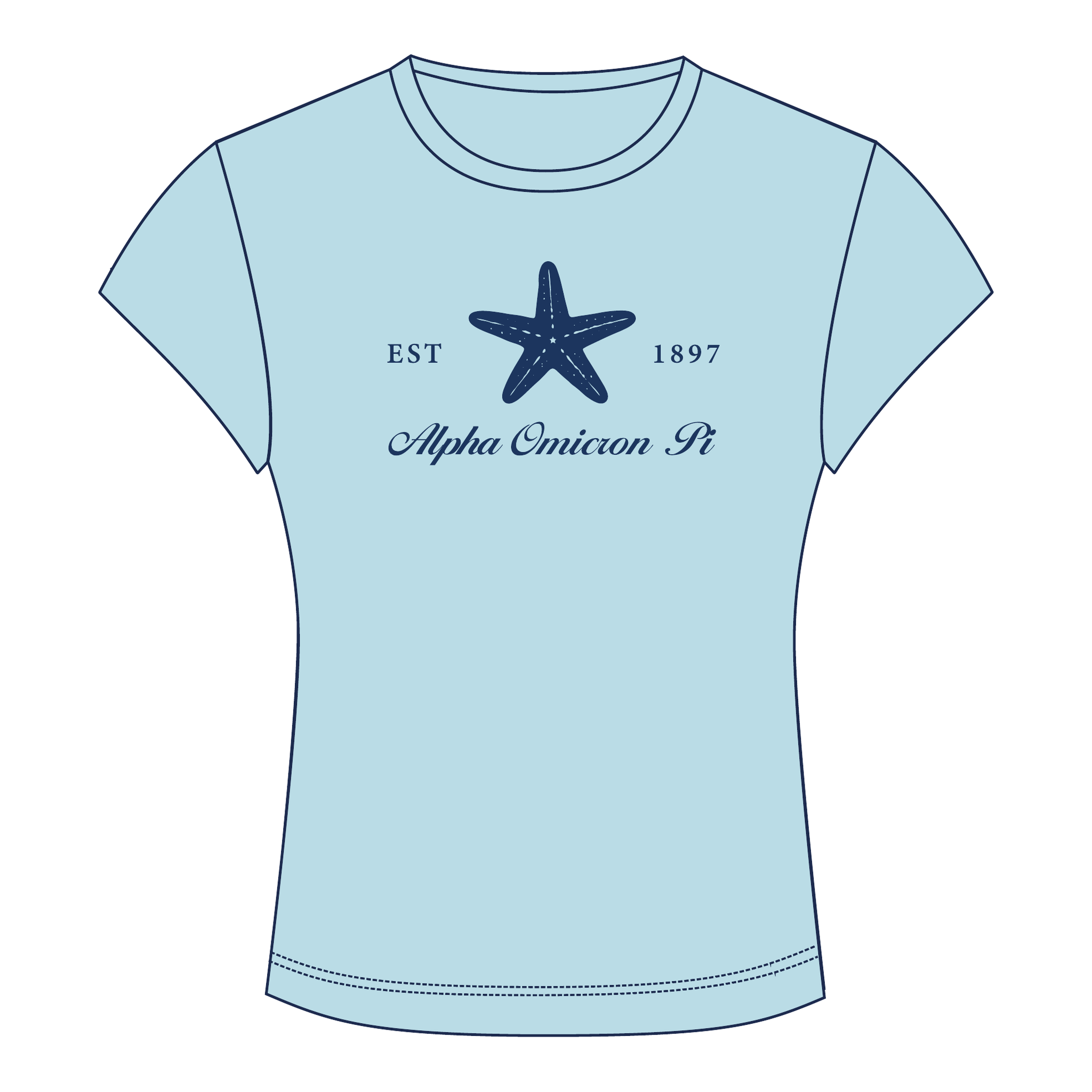 Alpha Omicron Pi Baby Tee — Blue