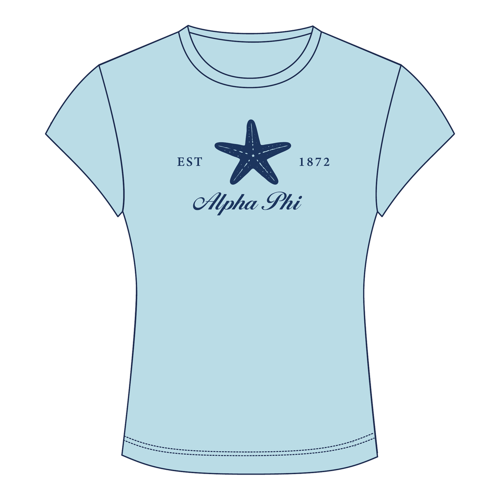 Alpha Phi Baby Tee — Blue