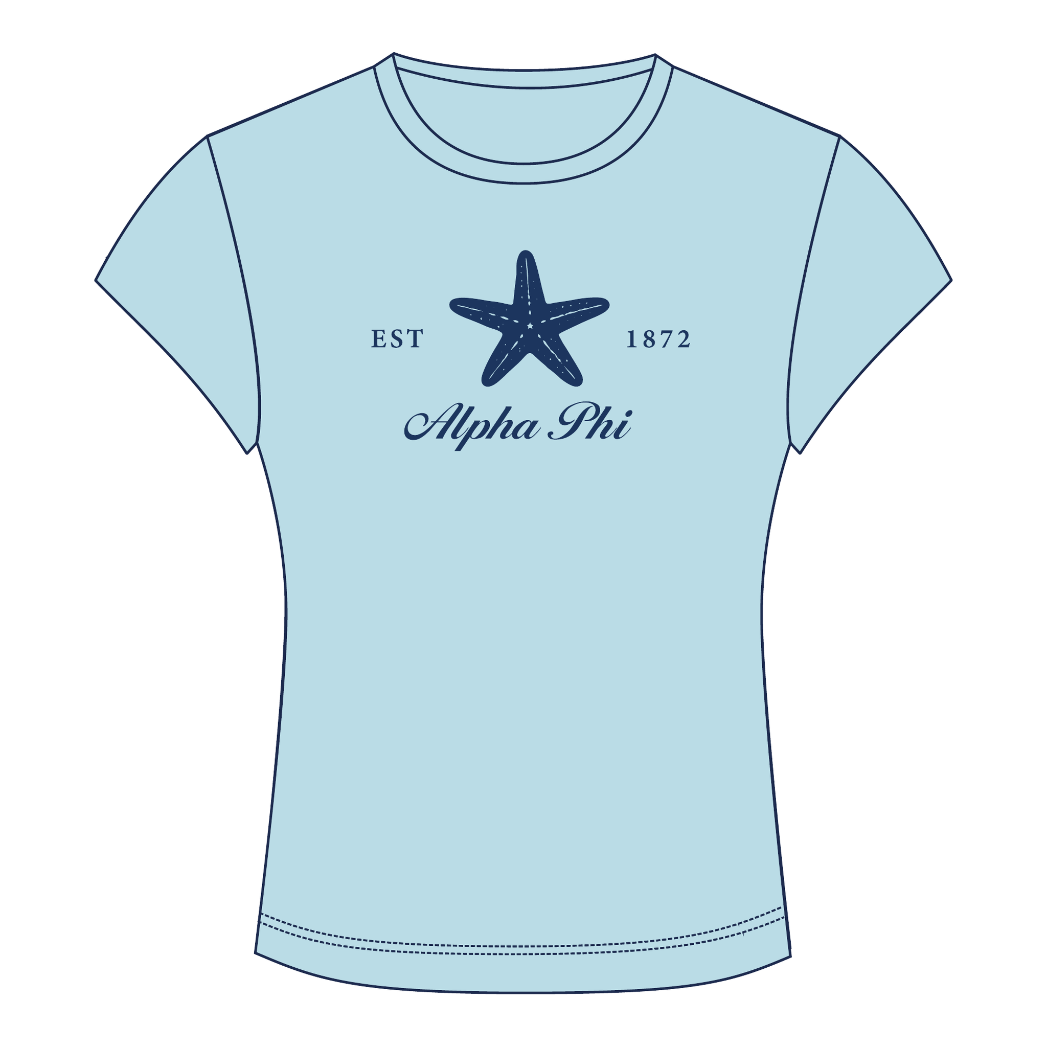 Alpha Phi Baby Tee — Blue