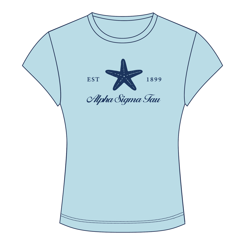 Alpha Sigma Tau Baby Tee — Blue