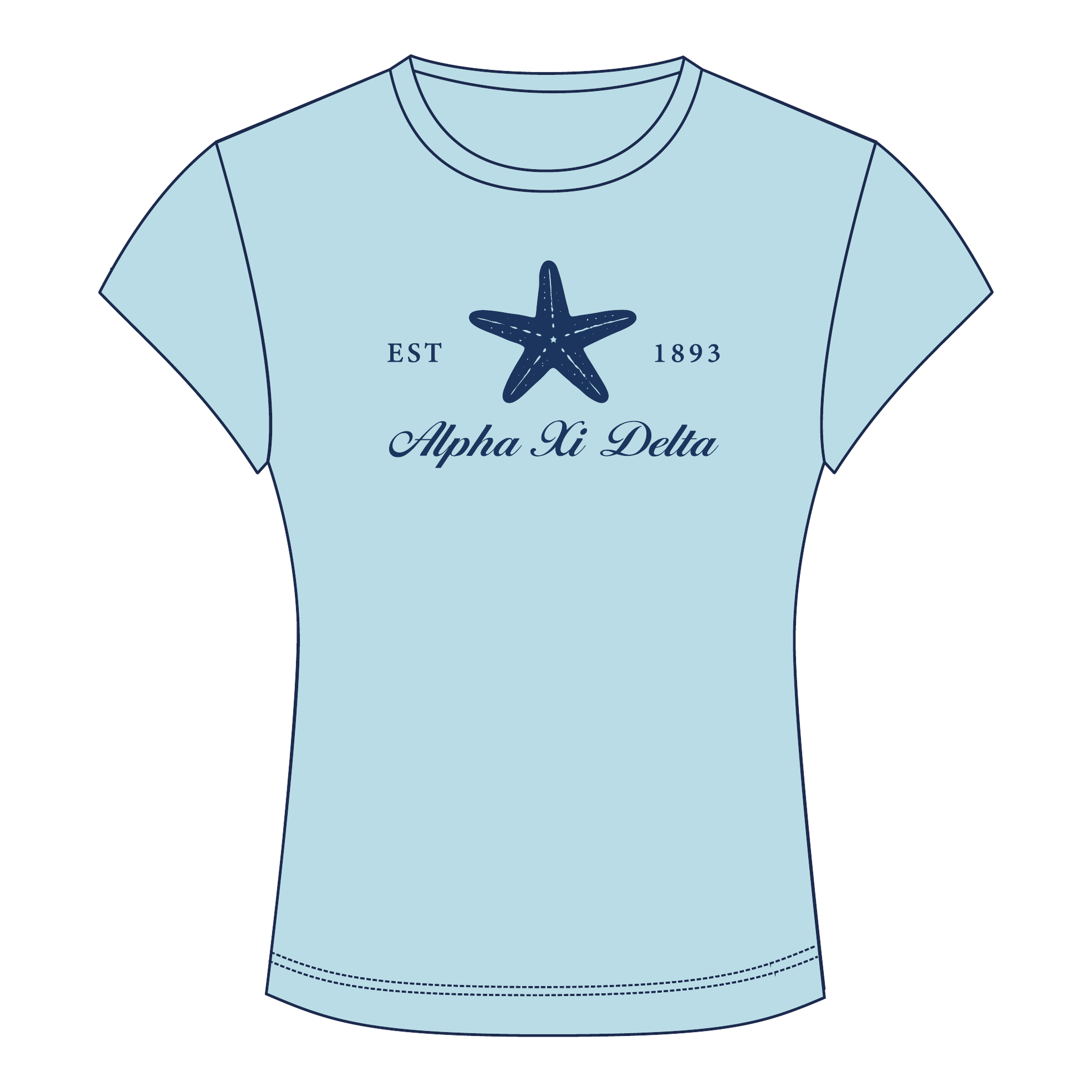 Alpha Xi Delta Baby Tee — Blue