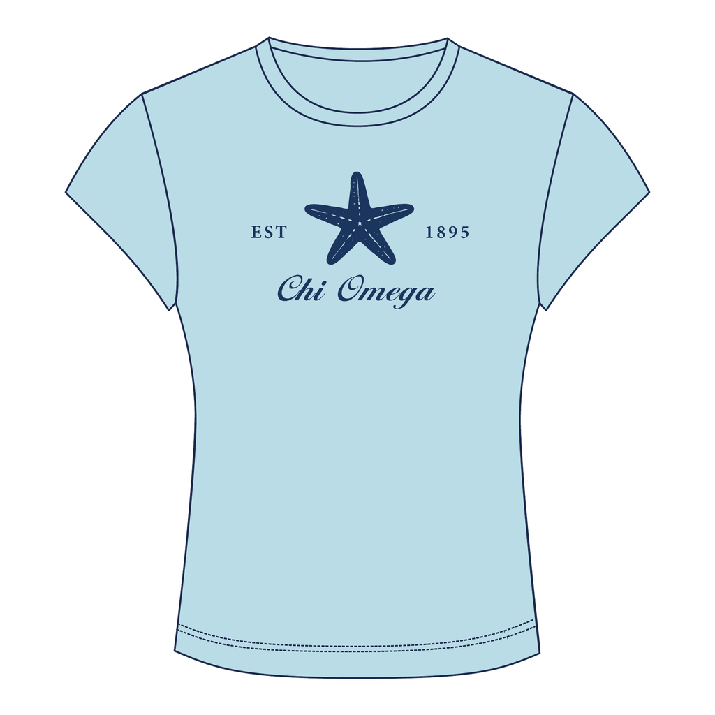 Chi Omega Baby Tee — Blue
