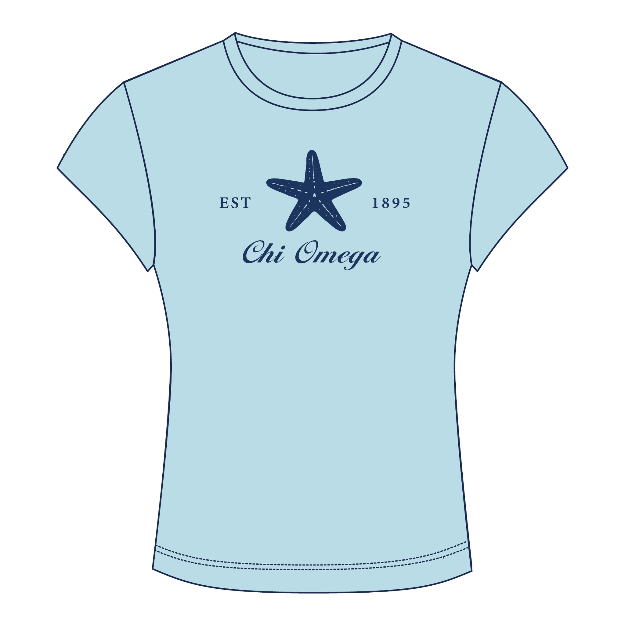 Chi Omega Baby Tee — Blue