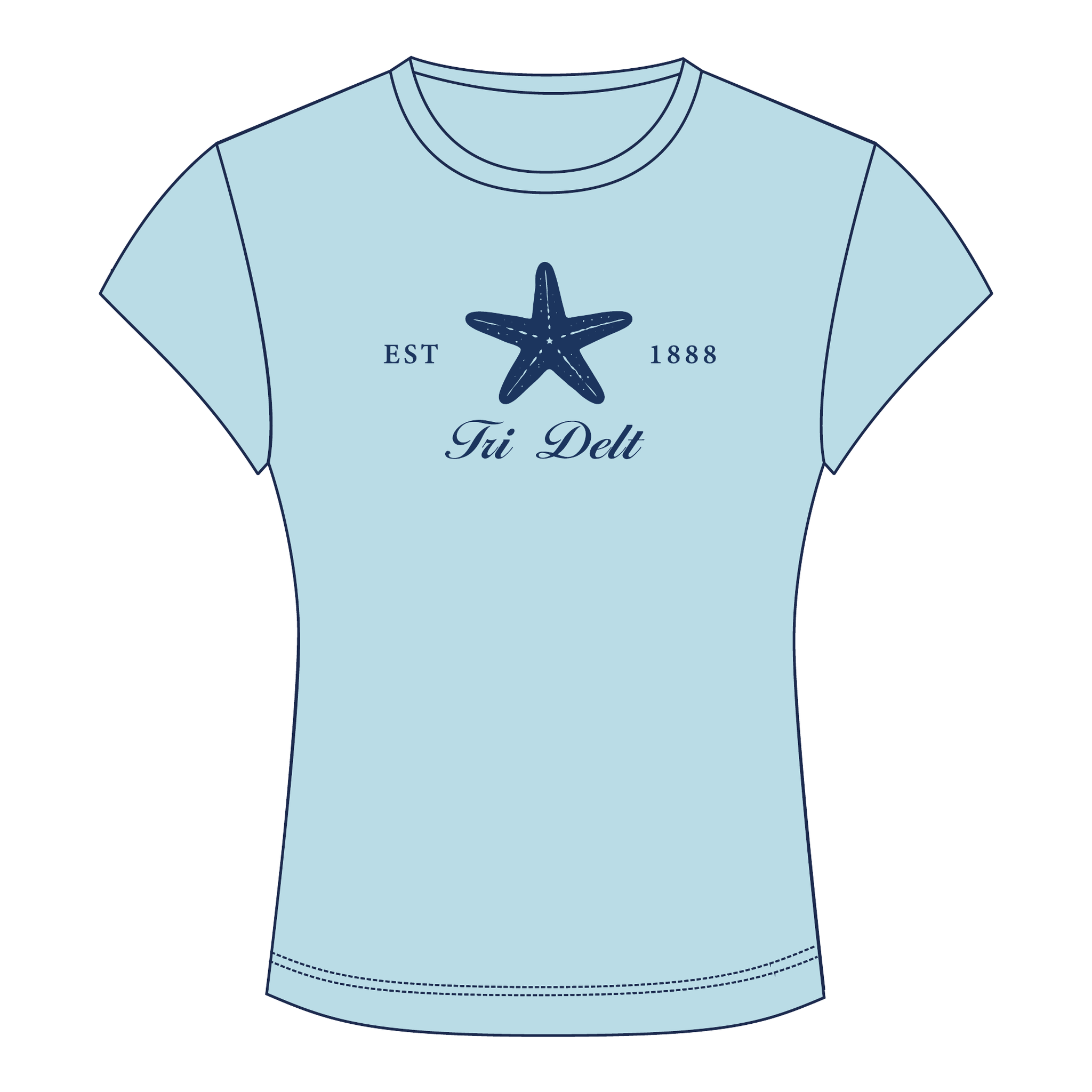 Delta Delta Delta Baby Tee — Blue