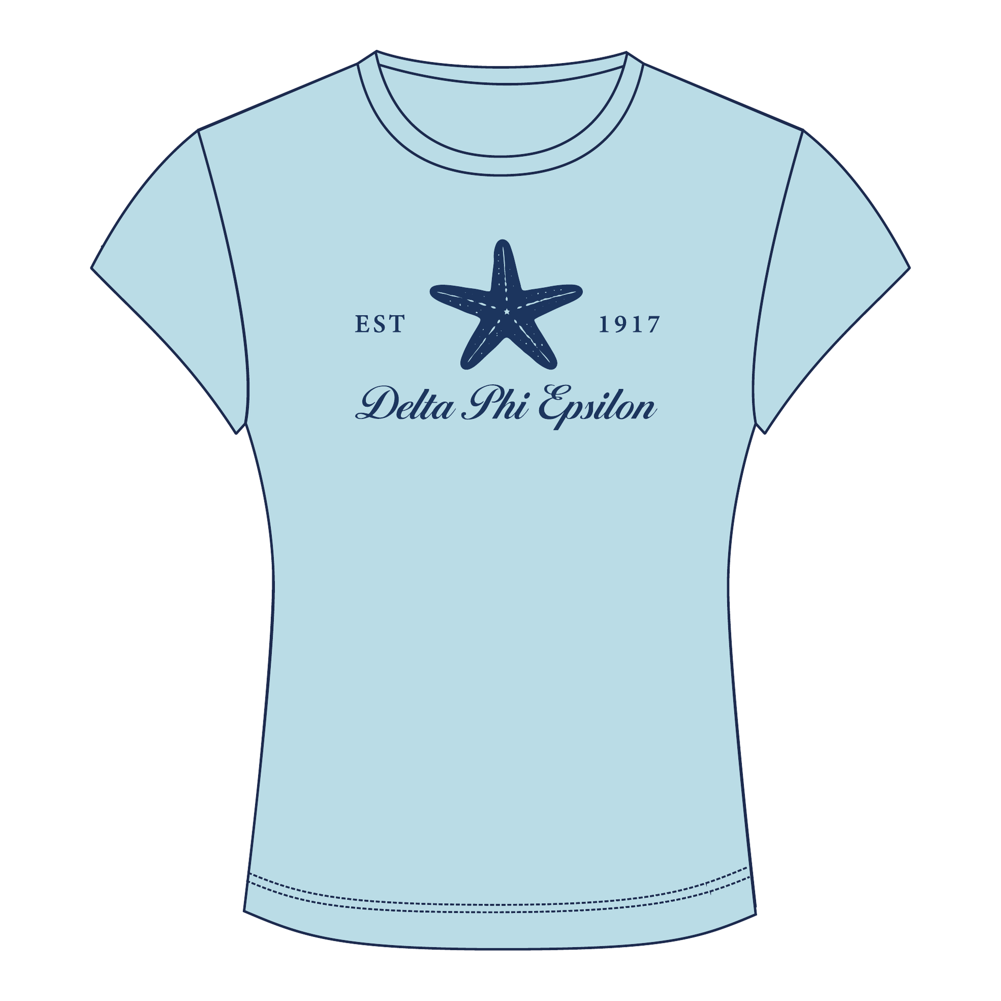 Delta Phi Epsilon Baby Tee — Blue