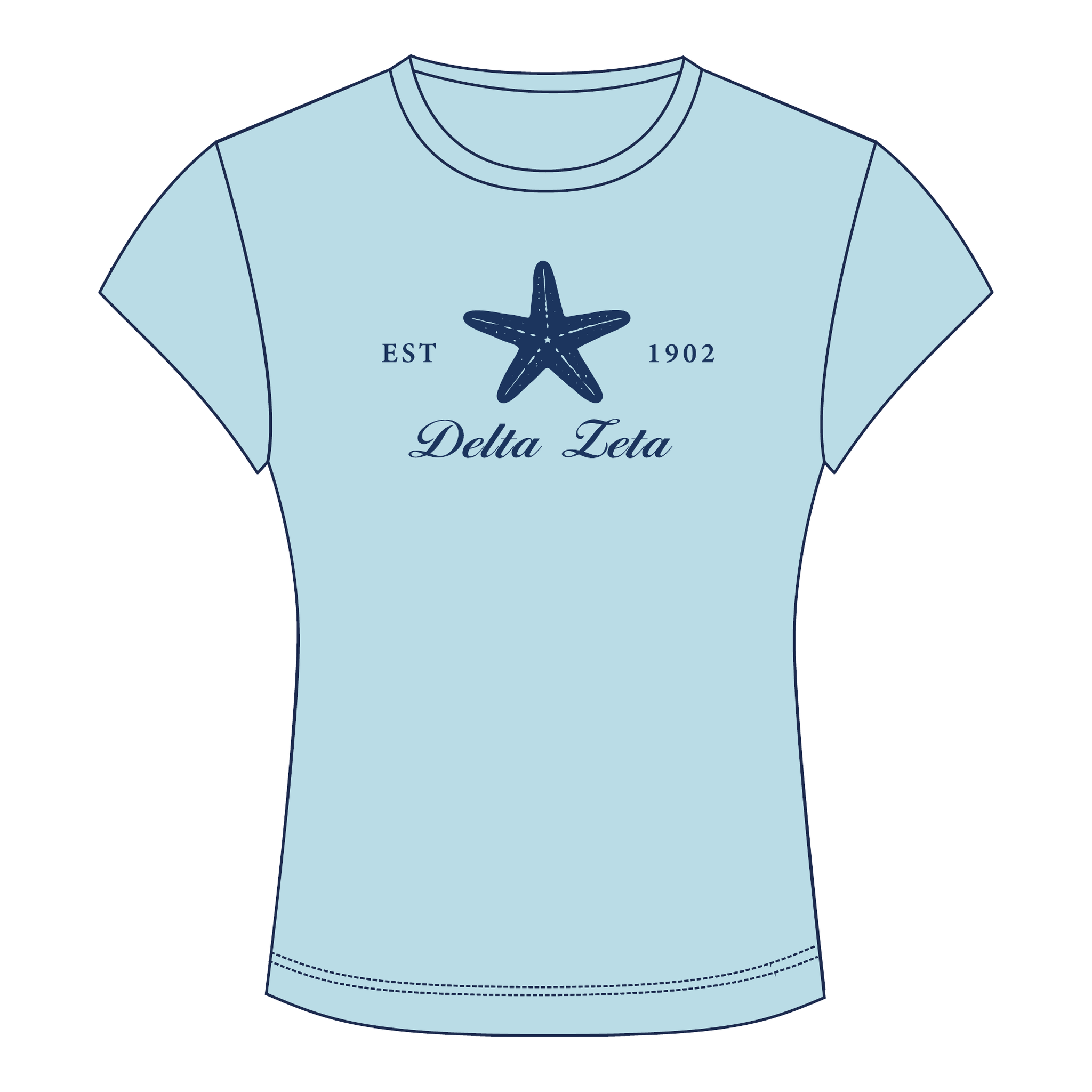 Delta Zeta Baby Tee — Blue