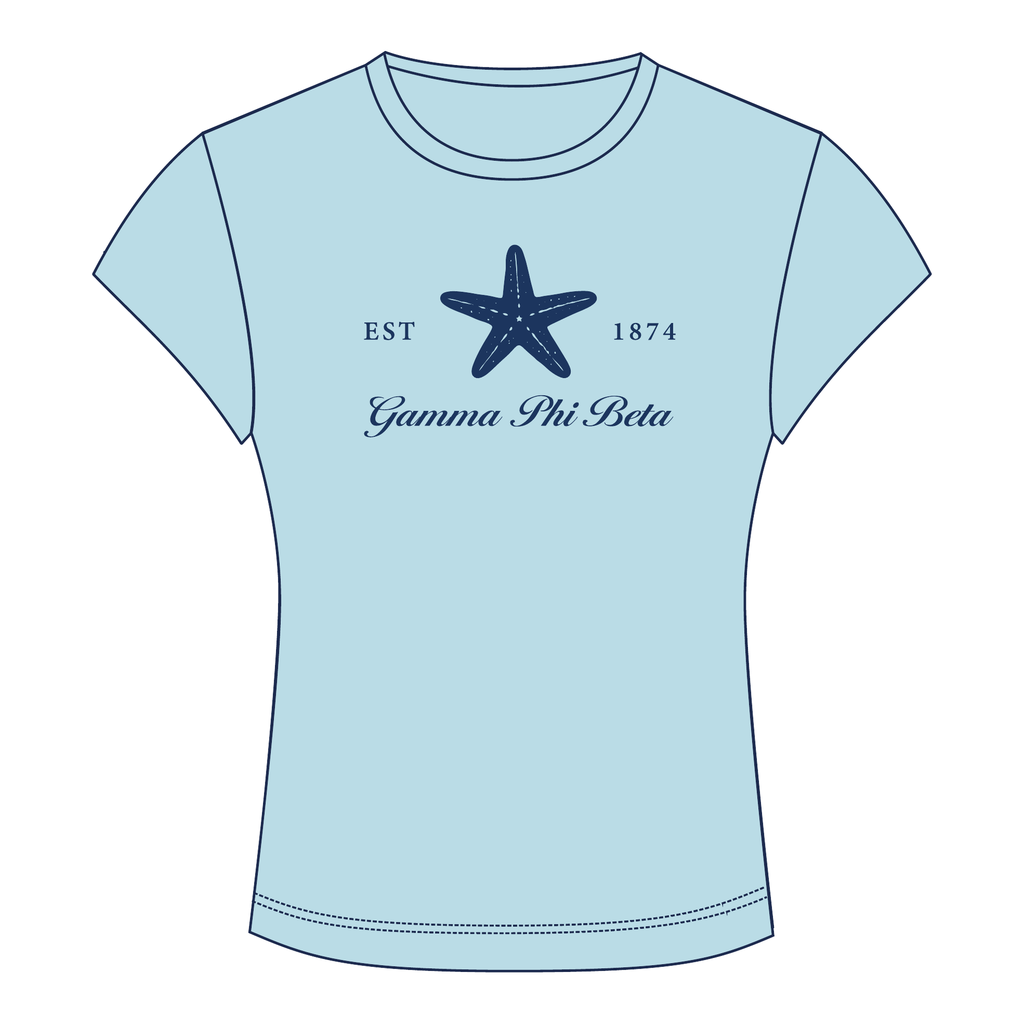 Gamma Phi Beta Baby Tee — Blue