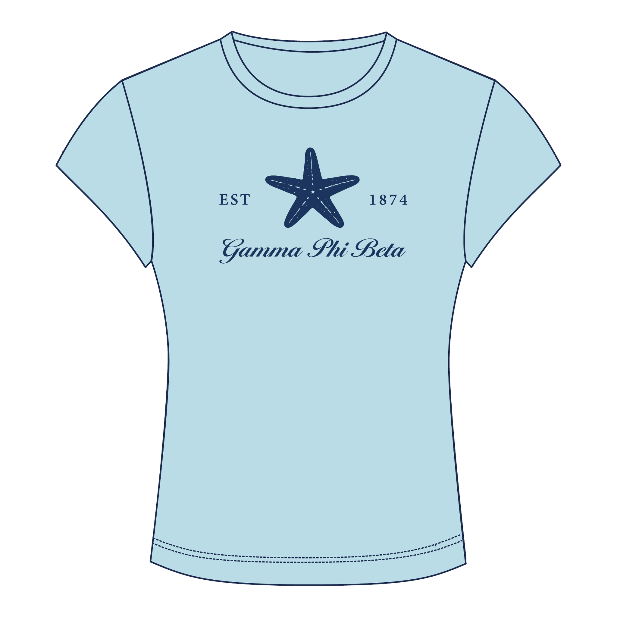 Gamma Phi Beta Baby Tee — Blue