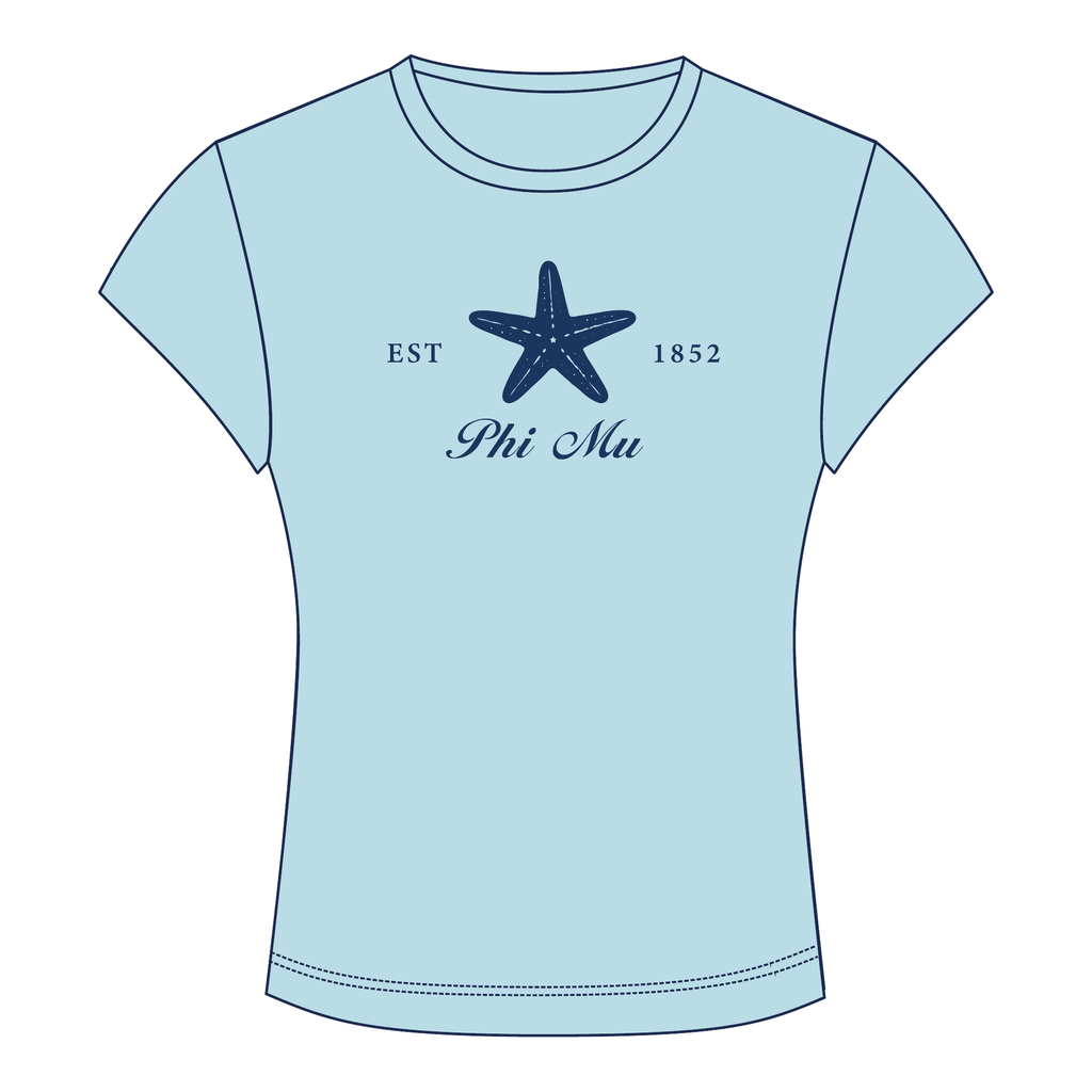 Phi Mu Baby Tee — Blue