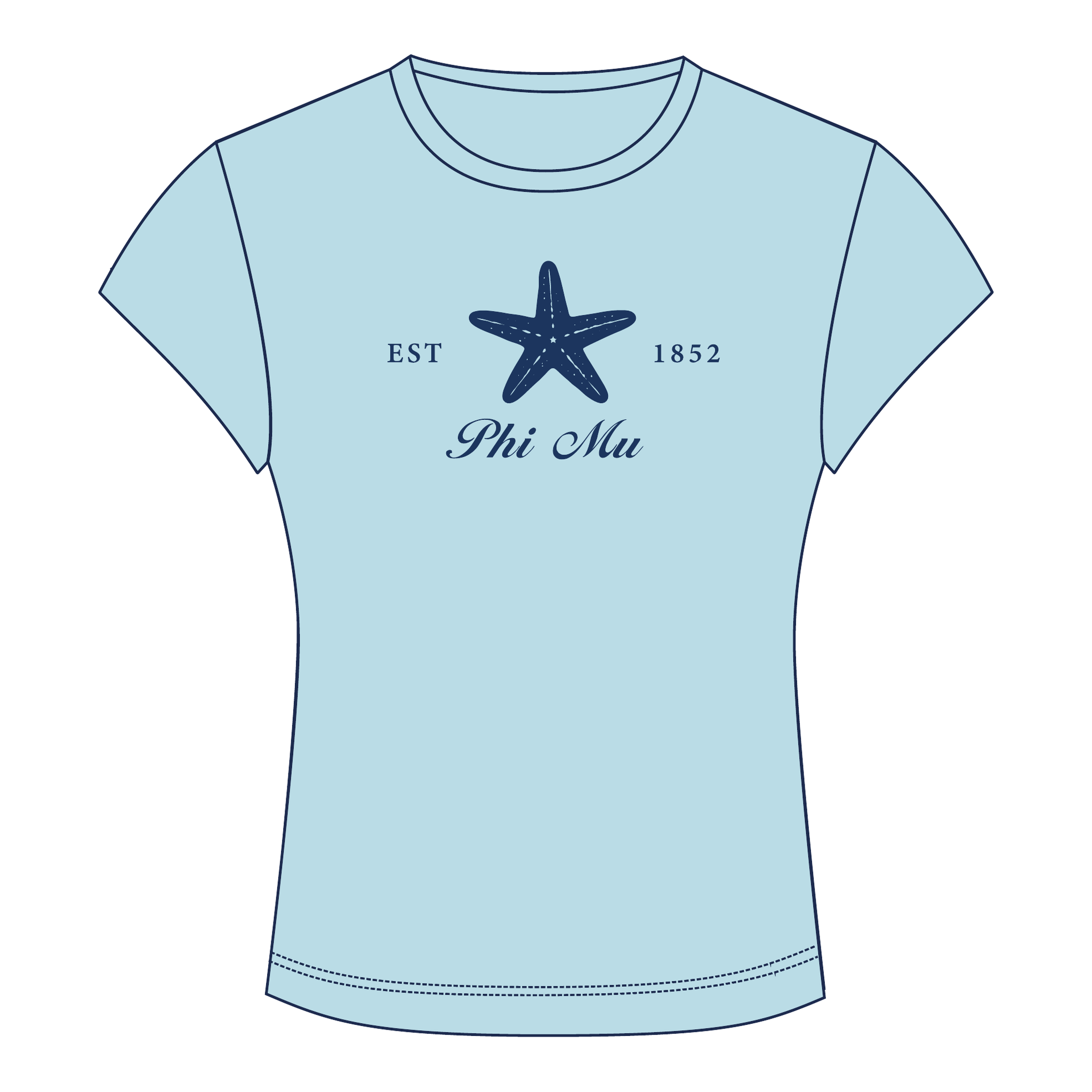 Phi Mu Baby Tee — Blue