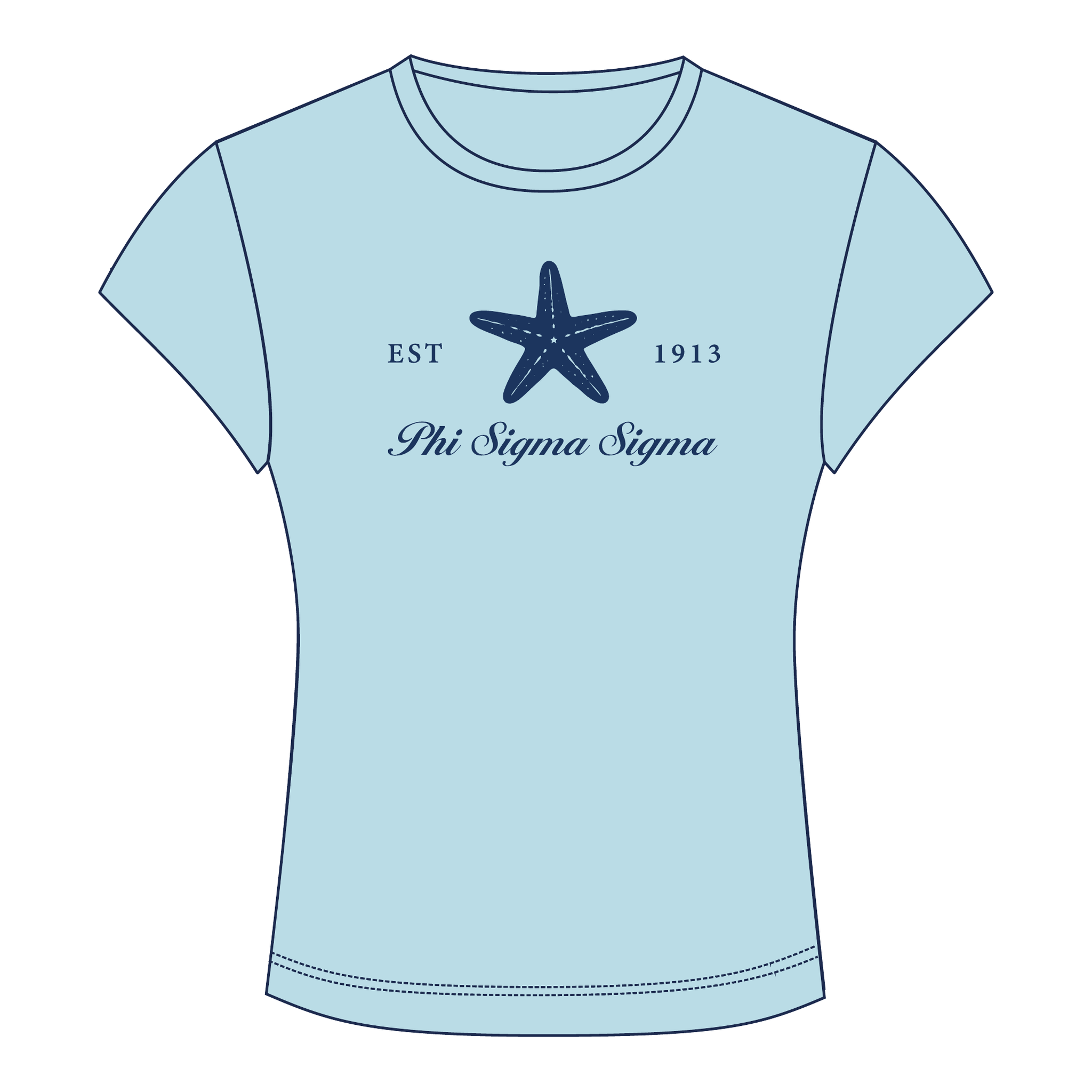Phi Sigma Sigma Baby Tee — Blue