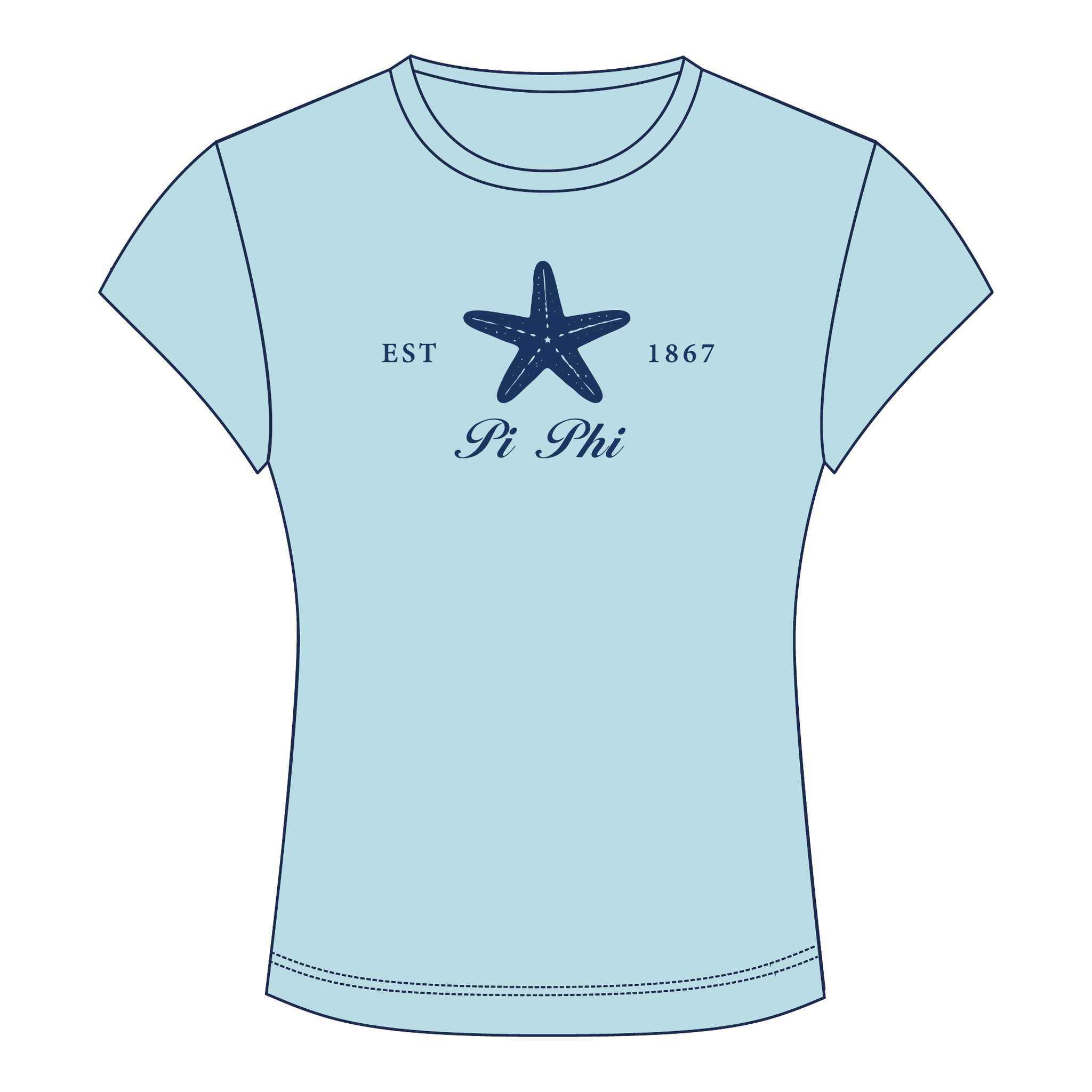 Pi Beta Phi Baby Tee — Blue