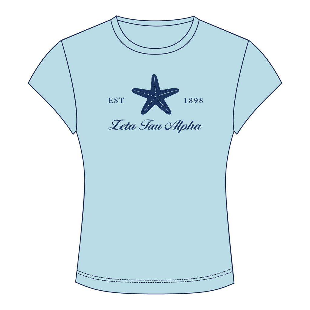 Zeta Tau Alpha Baby Tee — Blue