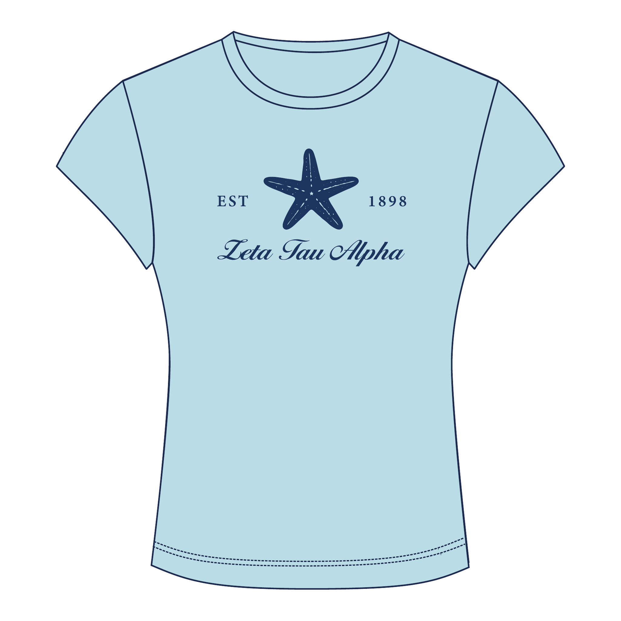 Zeta Tau Alpha Baby Tee — Blue