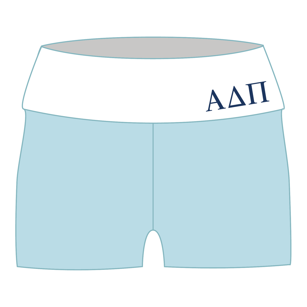 Alpha Delta Pi Fold Over Shorts — Blue