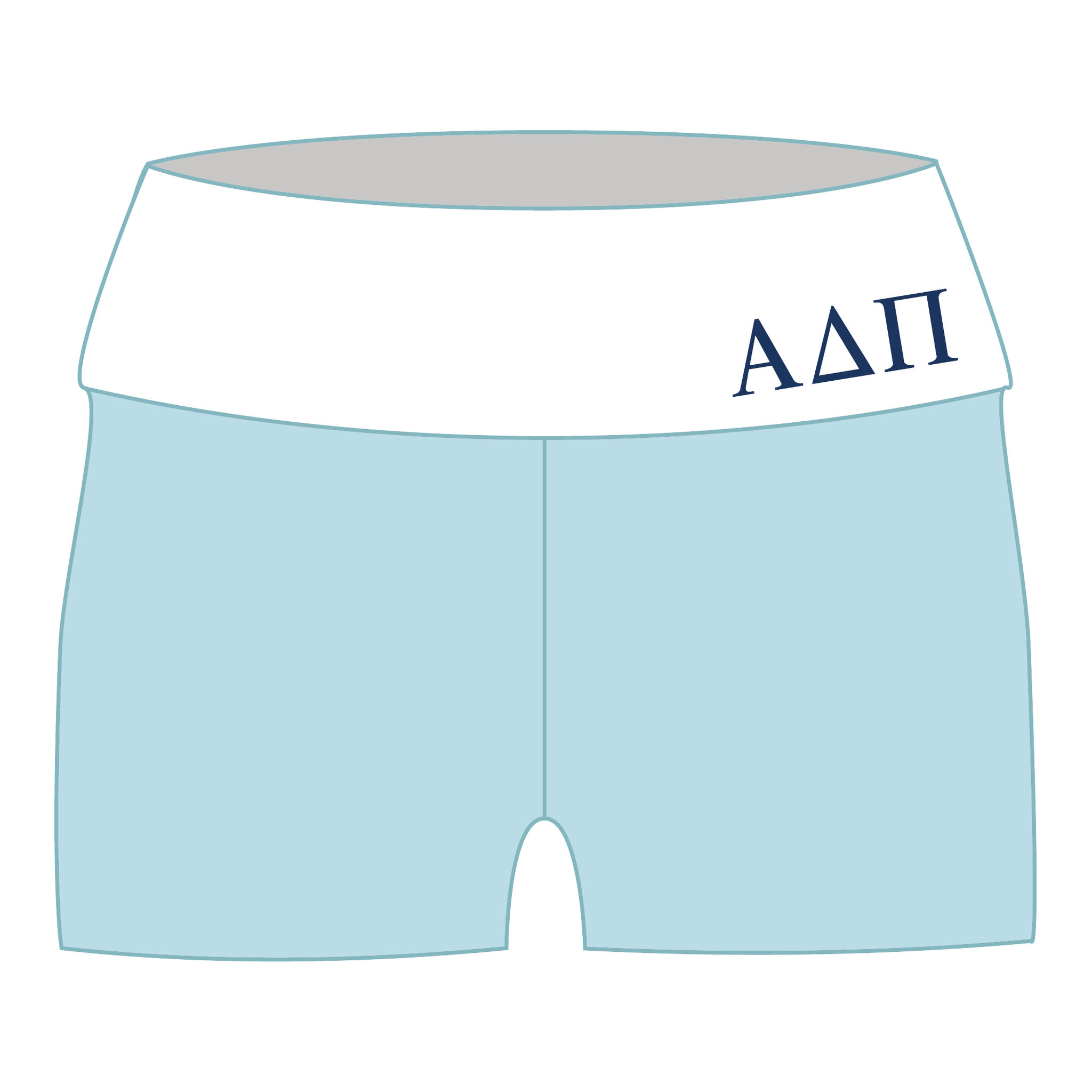 Alpha Delta Pi Fold Over Shorts — Blue