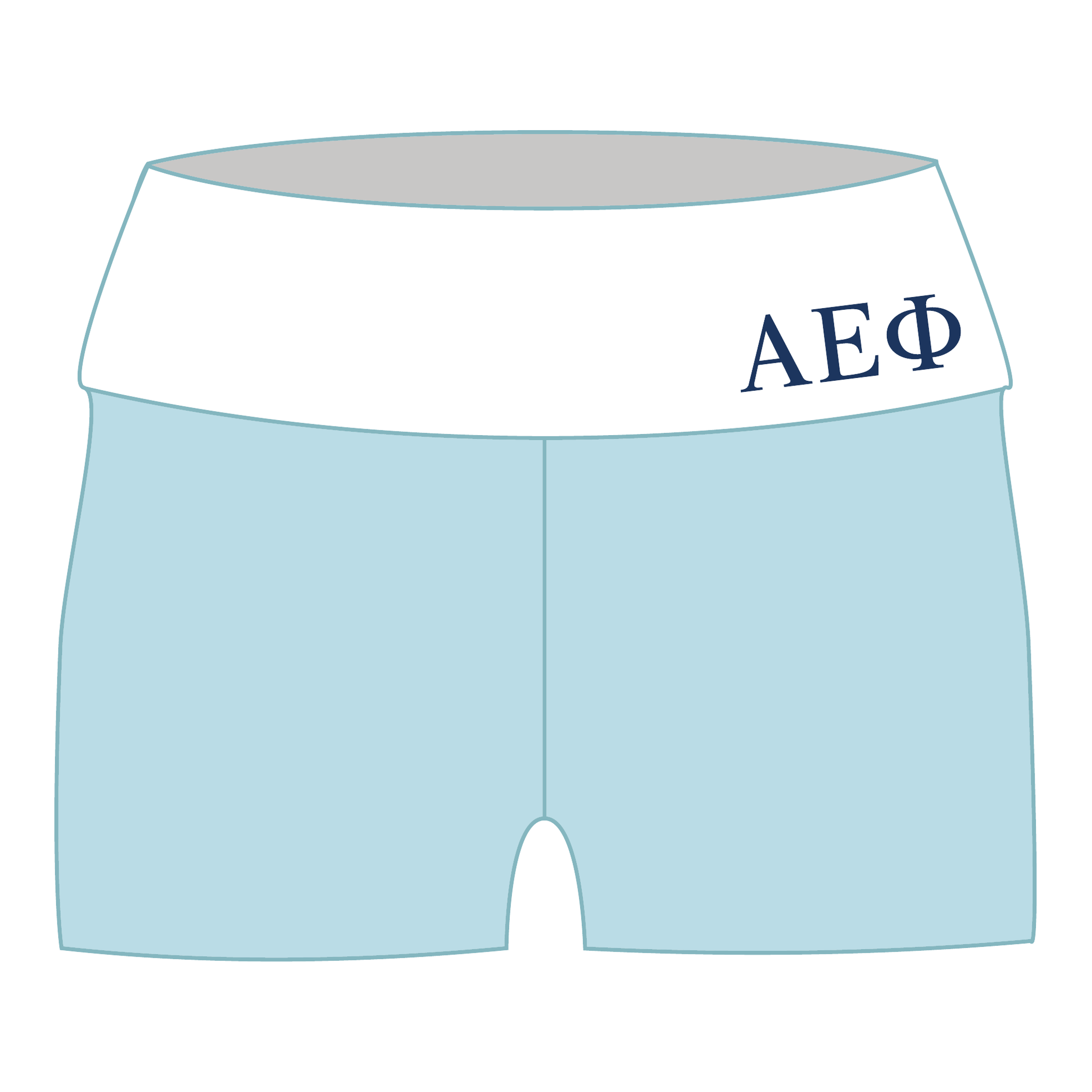 Alpha Epsilon Phi Fold Over Shorts — Blue