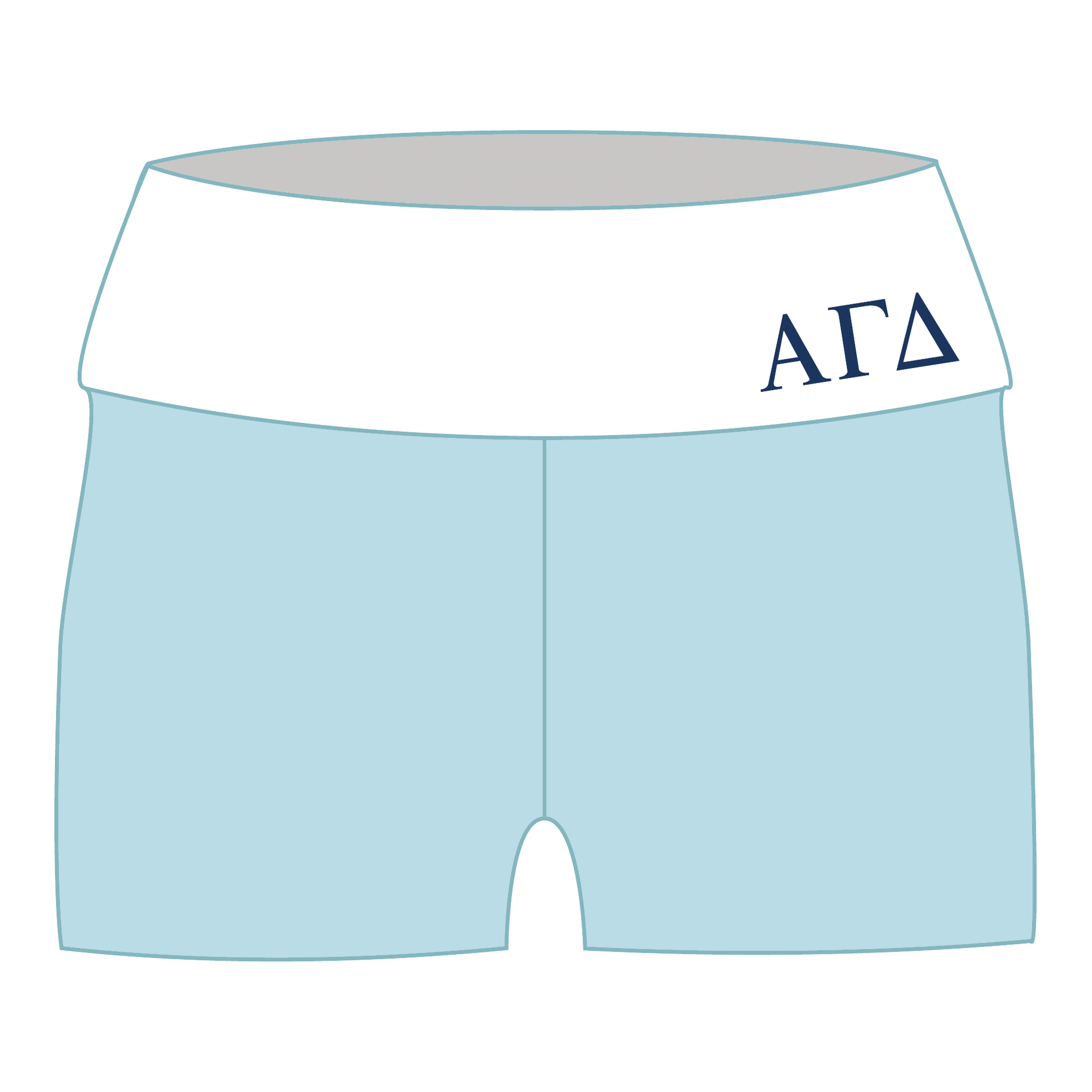 Alpha Gamma Delta Fold Over Shorts — Blue