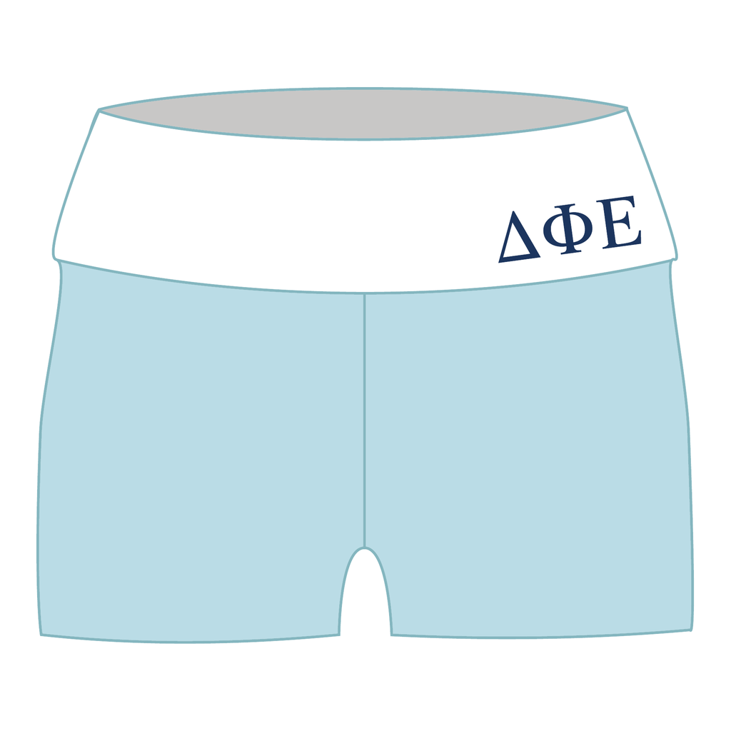 Delta Phi Epsilon Fold Over Shorts — Blue