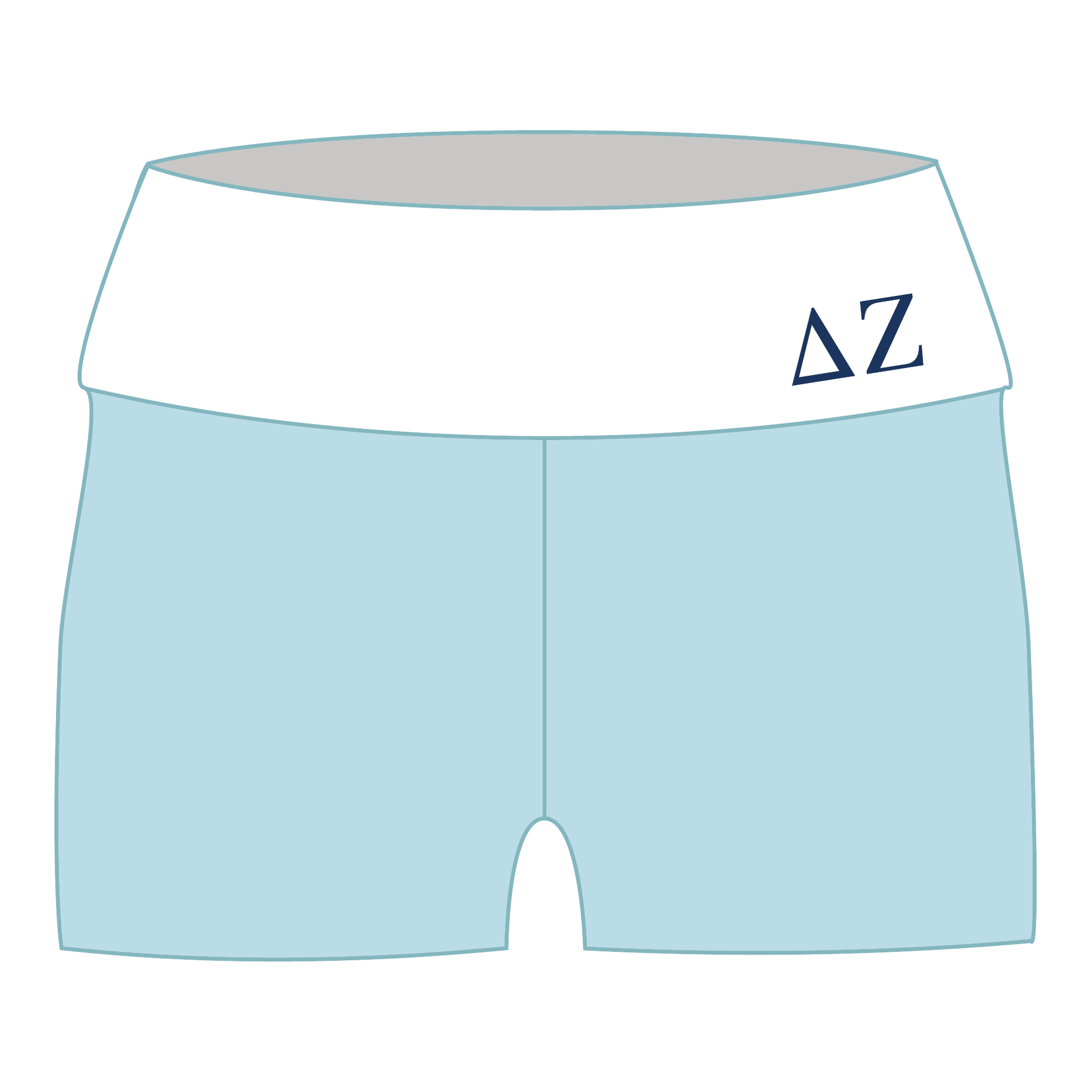 Delta Zeta Fold Over Shorts — Blue