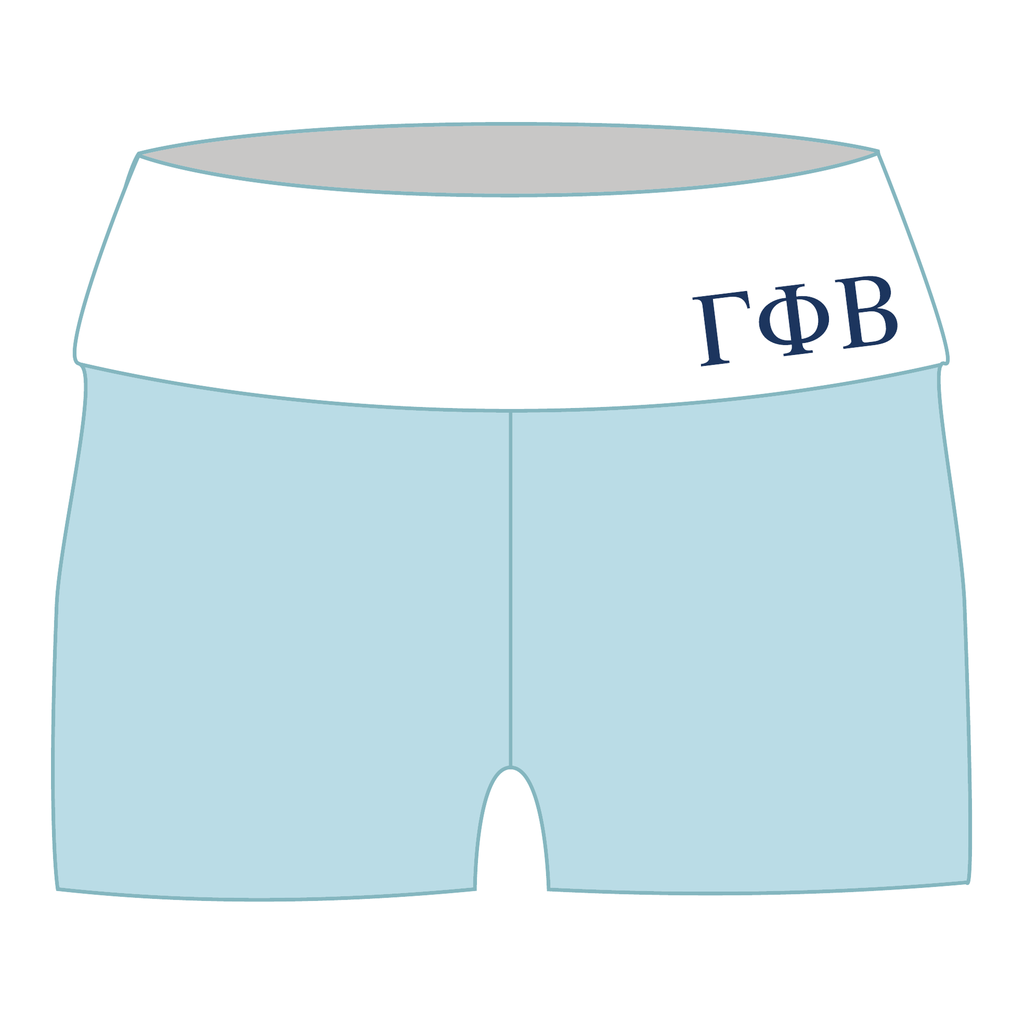 Gamma Phi Beta Fold Over Shorts — Blue