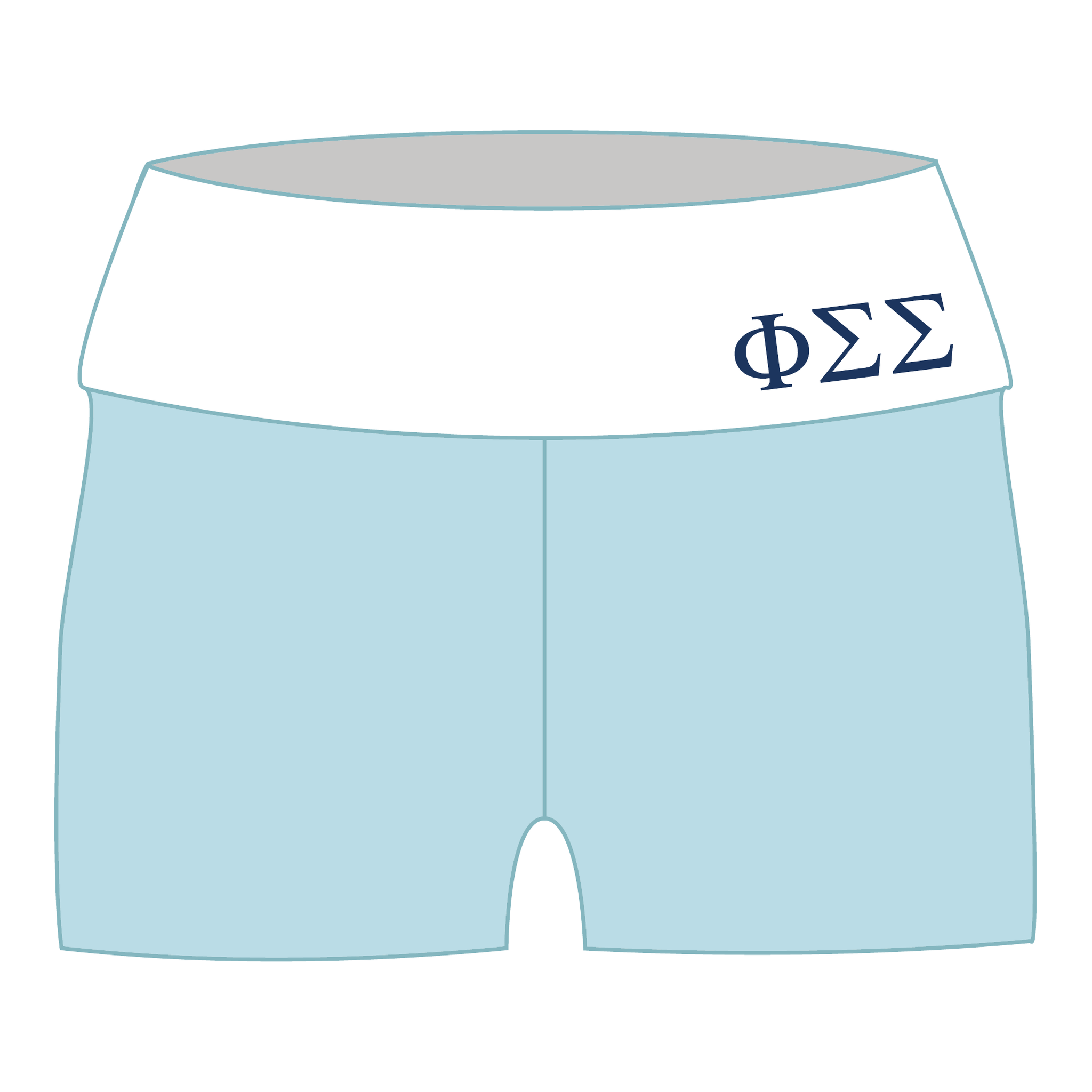 Phi Sigma Sigma Fold Over Shorts — Blue