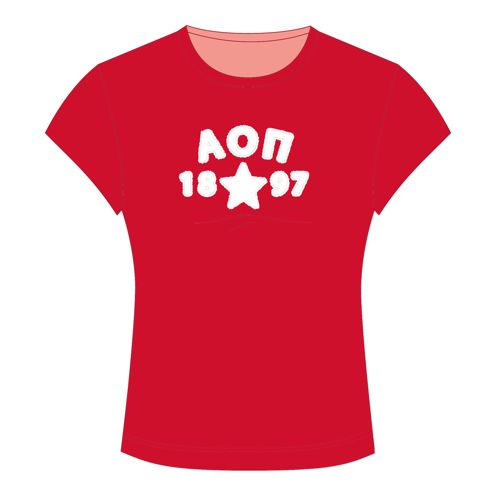 Alpha Omicron Pi Baby Tee — Red