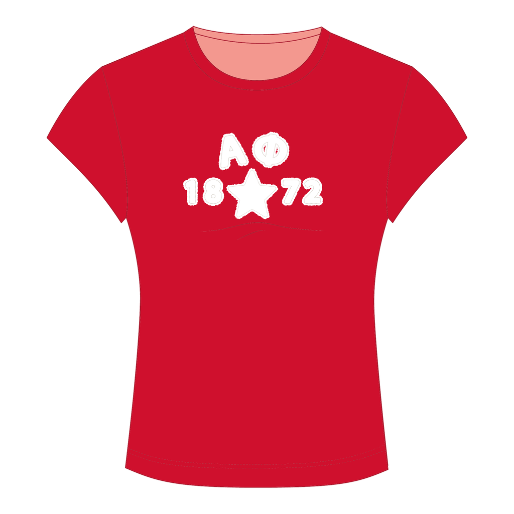 Alpha Phi Baby Tee — Red