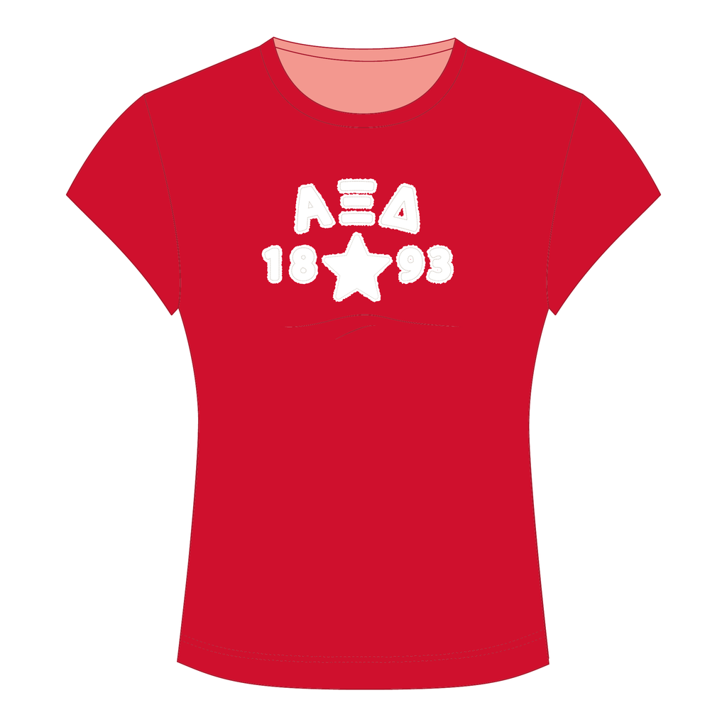 Alpha Xi Delta Baby Tee — Red