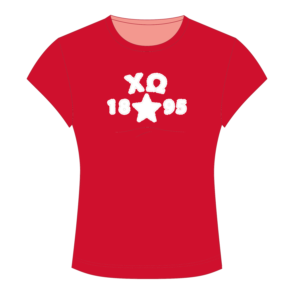 Chi Omega Baby Tee — Red