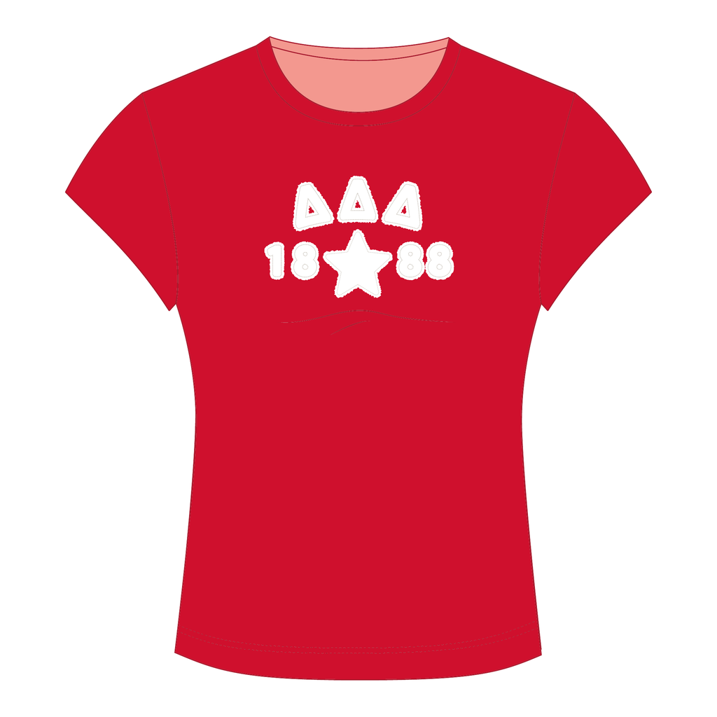 Delta Delta Delta Baby Tee — Red