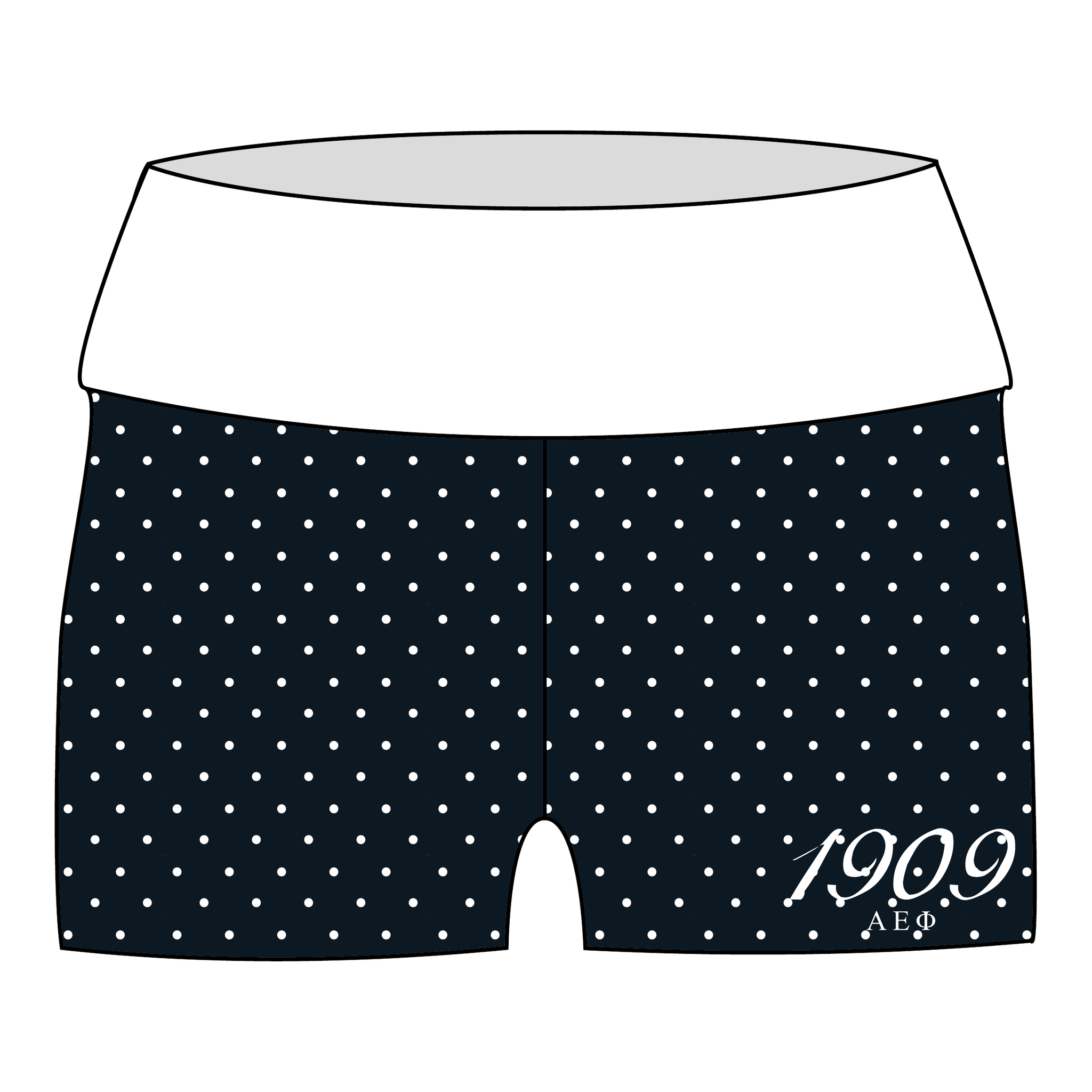 Alpha Epsilon Phi Fold Over Shorts — Black & White
