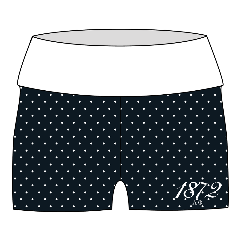 Alpha Phi Fold Over Shorts — Black & White