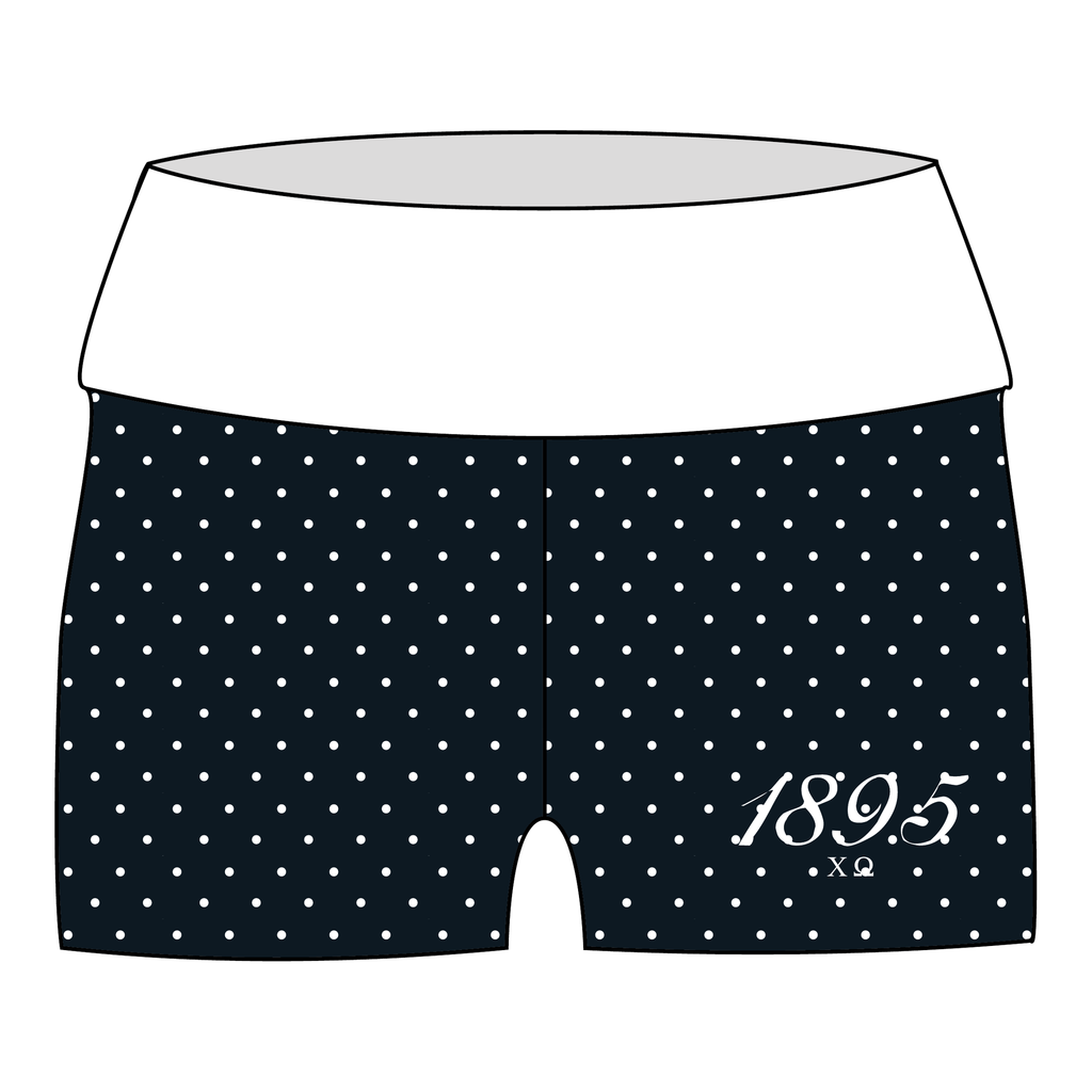 Chi Omega Fold Over Shorts — Black & White