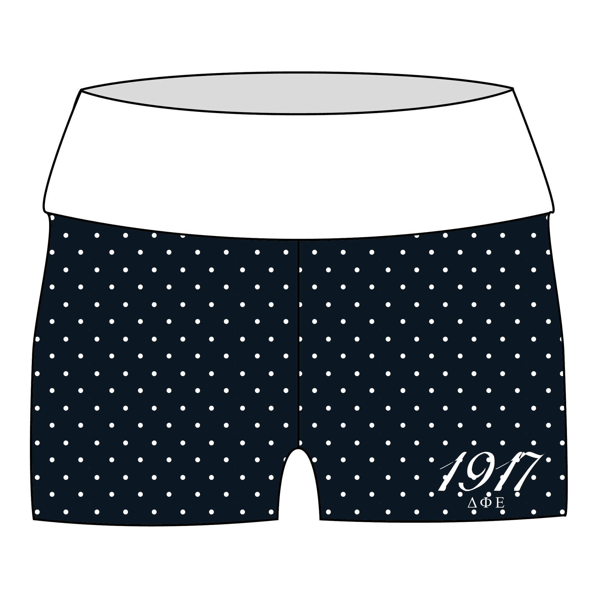 Delta Phi Epsilon Fold Over Shorts — Black & White