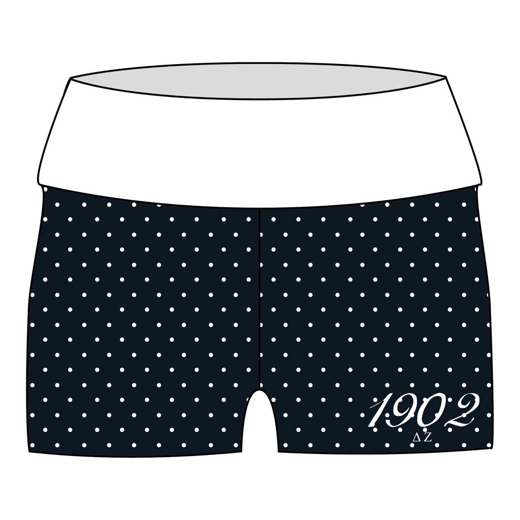 Delta Zeta Fold Over Shorts — Black & White