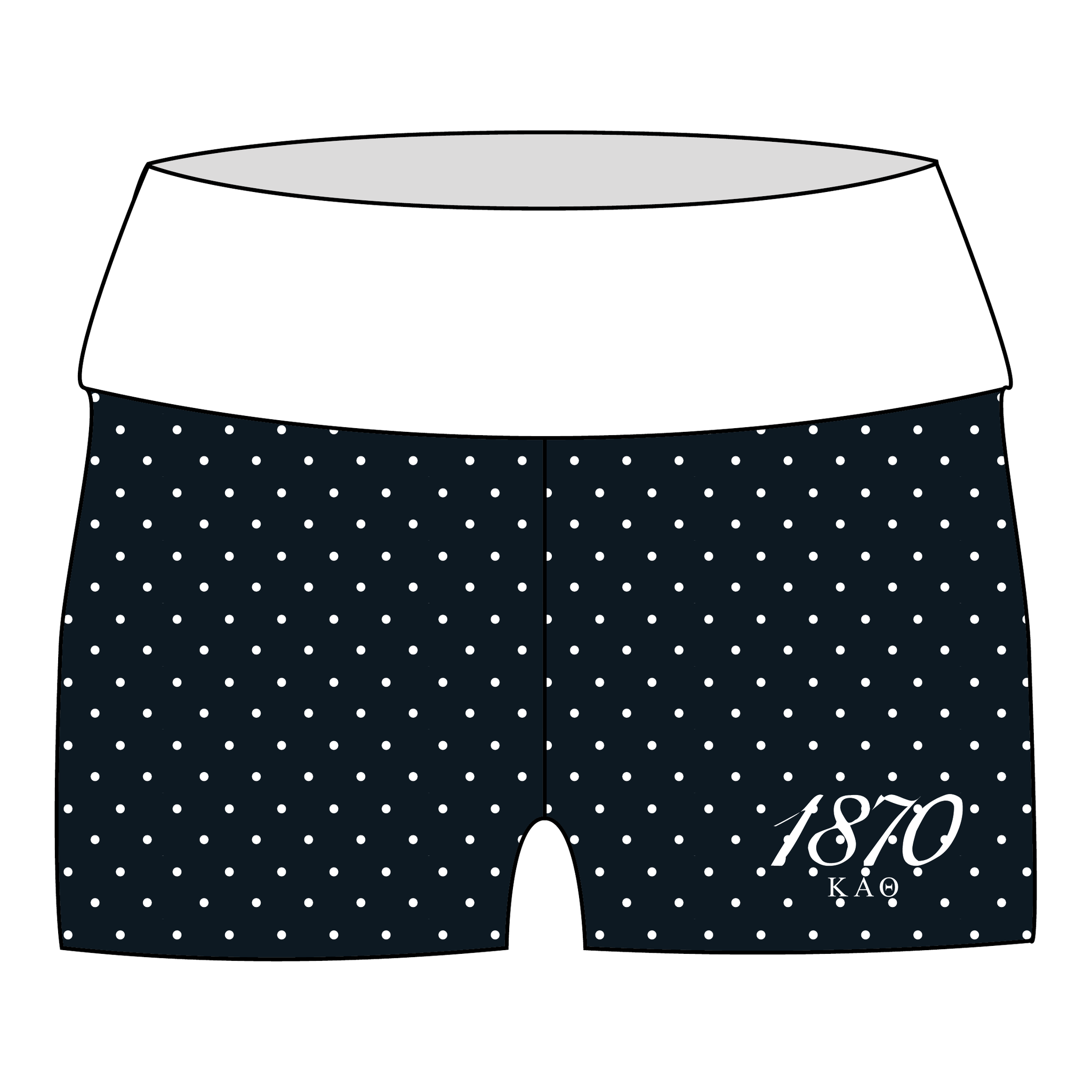Kappa Alpha Theta Fold Over Shorts — Black & White