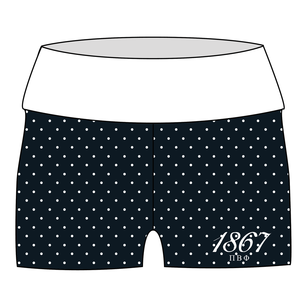 Pi Beta Phi Fold Over Shorts — Black & White