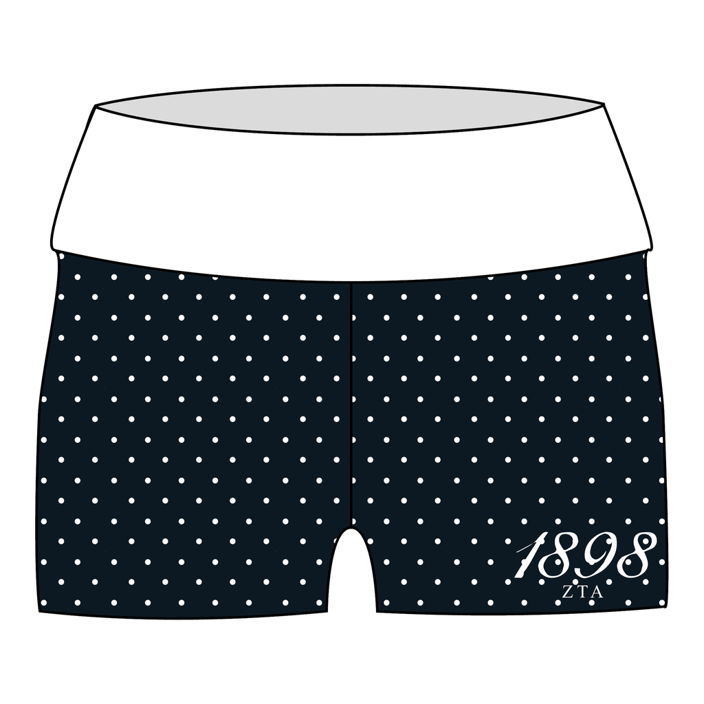 Zeta Tau Alpha Fold Over Shorts — Black & White