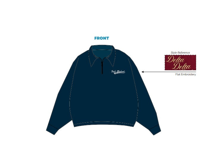 H3G-1849-Indiana University Bloomington-Gamma Phi beta-Quarter Zip collared sweatshirt