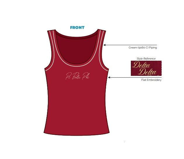 H3G-2612-College of William & Mary-Pi Beta Phi-LOW SCOOP NECK TANK - FULL LENGTH